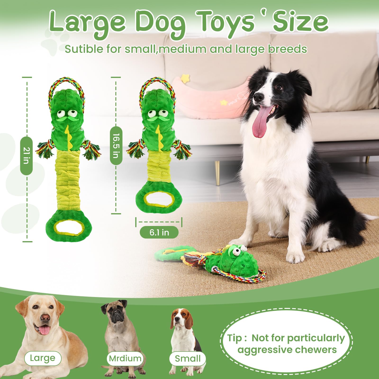 Tough Dog Toys for Aggressive Chewers, Interactive Tug of War Dog Toy to Keep Them Busy, Dog's Squeak Toys for Large Dogs, Dogs Chew Toy for Teething