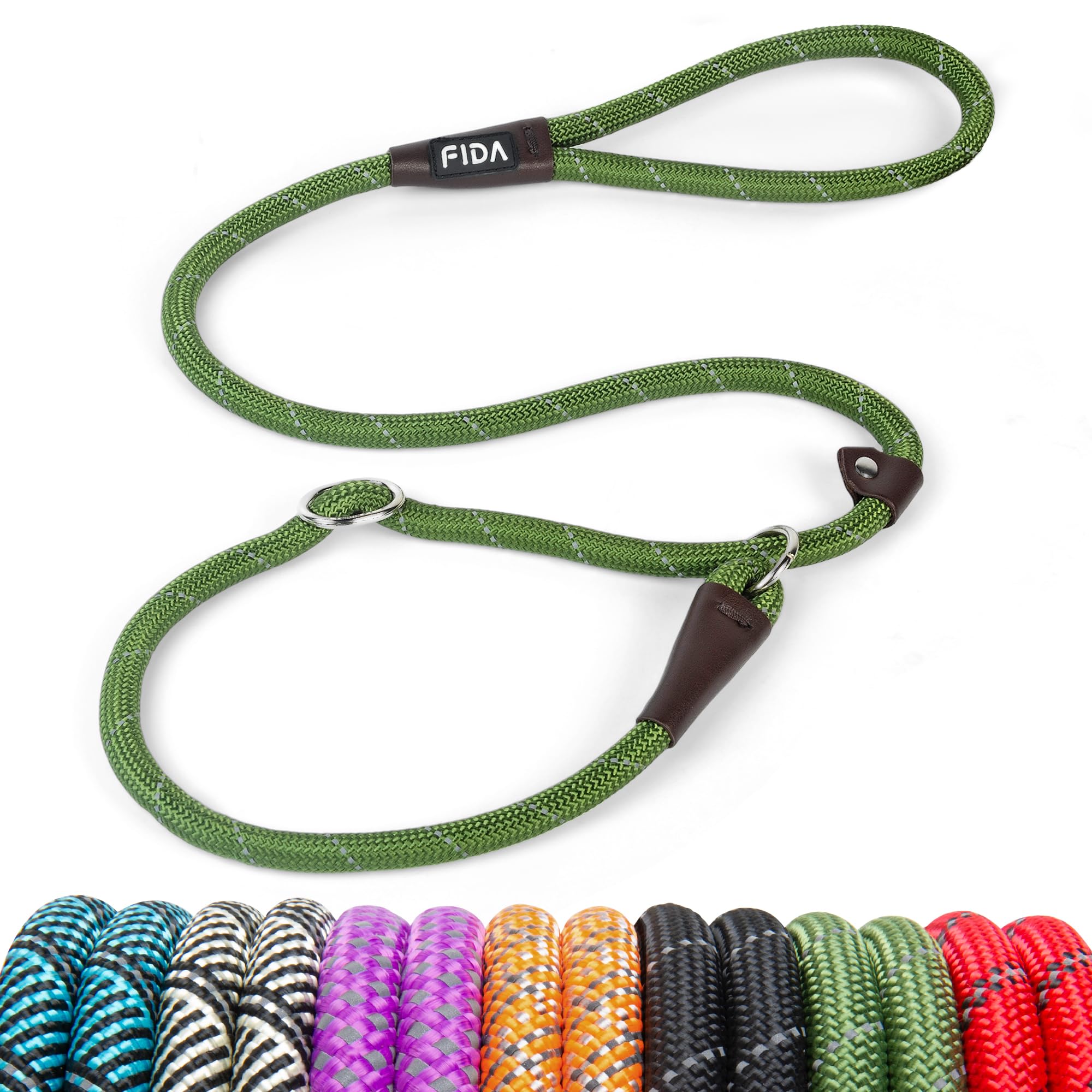 Durable Slip Lead Dog Leash, Heavy Duty Dog Loop Leashes, Comfortable Strong Rope Slip Leash for Large Medium Dogs, No Pull Pet Training Lead with Highly Reflective