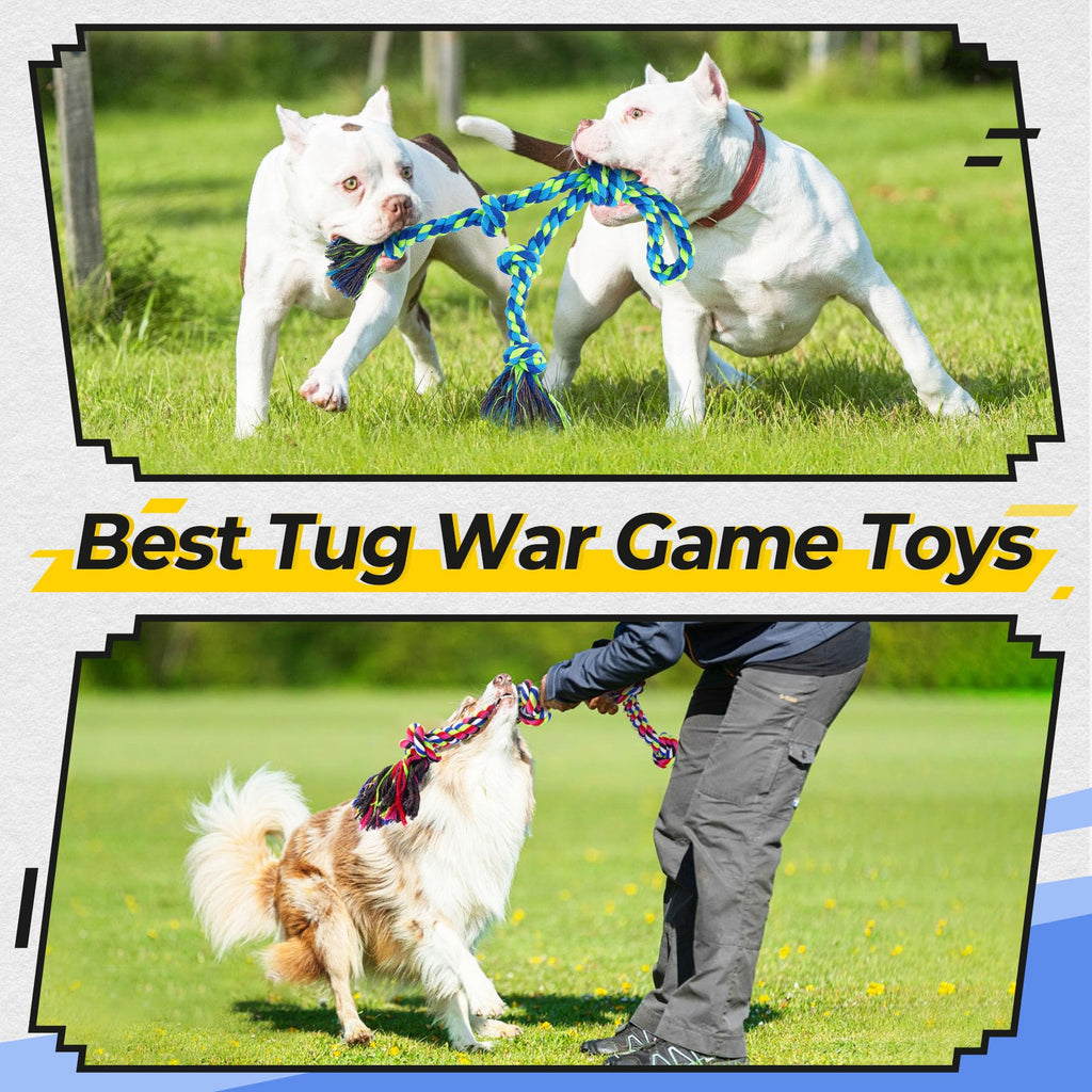 Tough Dog Rope Toys for Aggressive Chewers, Tough Tug of War Dog Toys for Large, Medium & Small Dogs – 5 Pack Including 2 Ropes & 3 Supplies