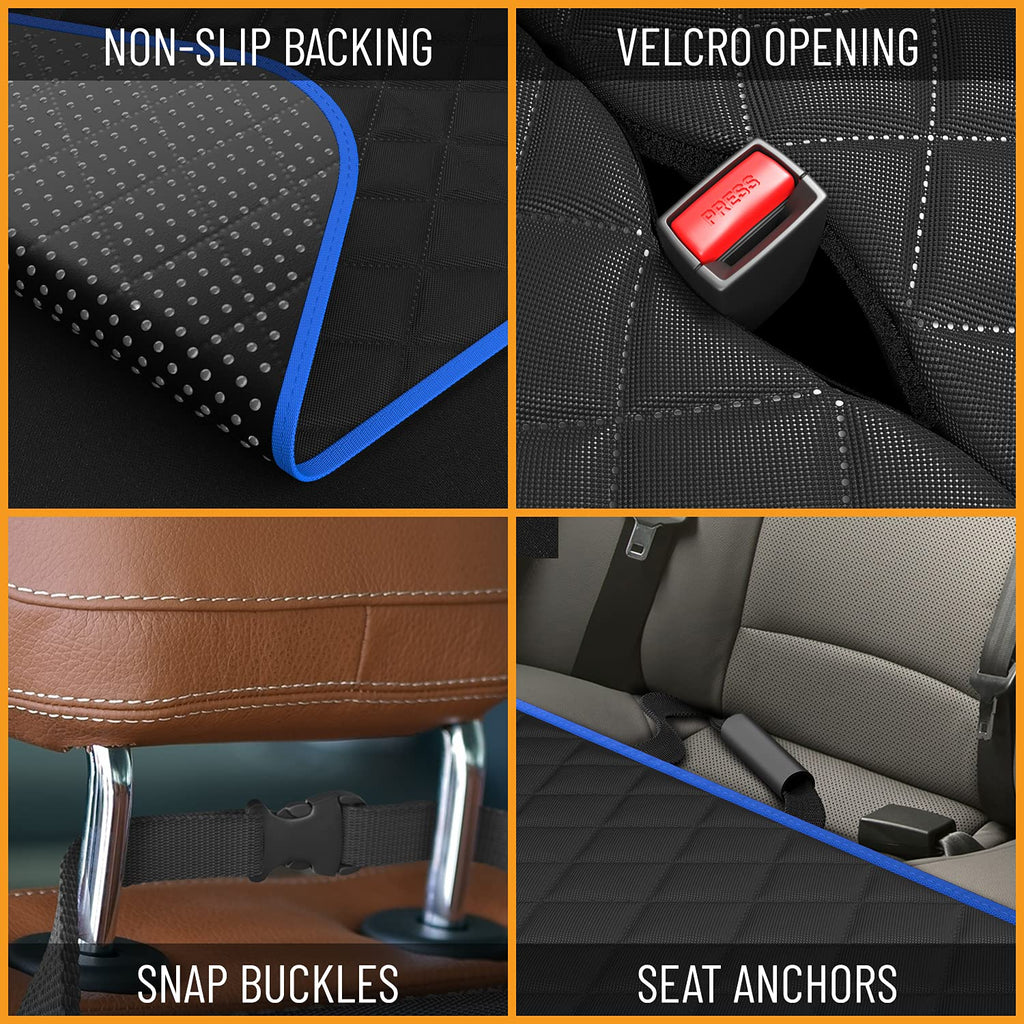 Standard Dog Car Hammock Back Seat Cover, Waterproof Backseat Cover Protector for Truck Bench Rear of Sedans or SUVs, Essential Pet Supplies Vacuum or Wipe Clean, Machine Washable