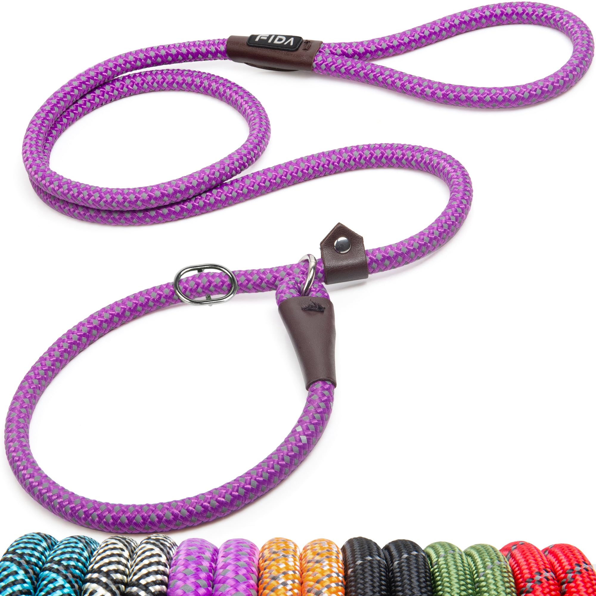 Durable Slip Lead Dog Leash, Heavy Duty Dog Loop Leashes, Comfortable Strong Rope Slip Leash for Large Medium Dogs, No Pull Pet Training Lead with Highly Reflective