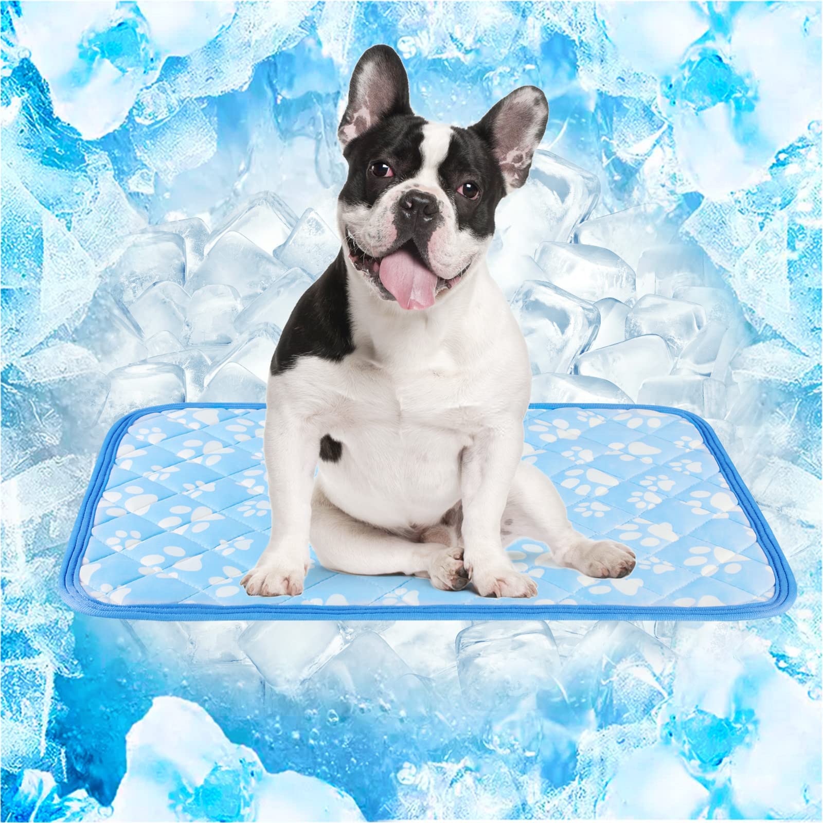 Cooling Mat for Dogs Extra Large,  Endothermic Color Changing Arc-Chill Cooling Fiber,Washable Non-Toxic Summer Pet Outdoor Bed Mat, Non-Slip&Foldable