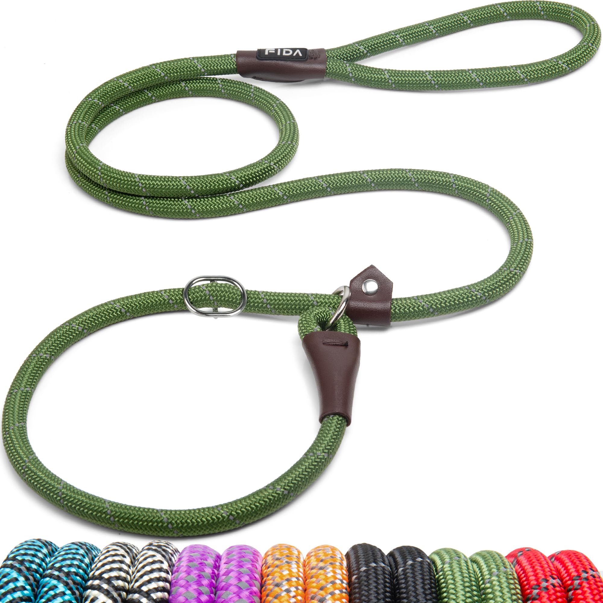 Durable Slip Lead Dog Leash, Heavy Duty Dog Loop Leashes, Comfortable Strong Rope Slip Leash for Large Medium Dogs, No Pull Pet Training Lead with Highly Reflective