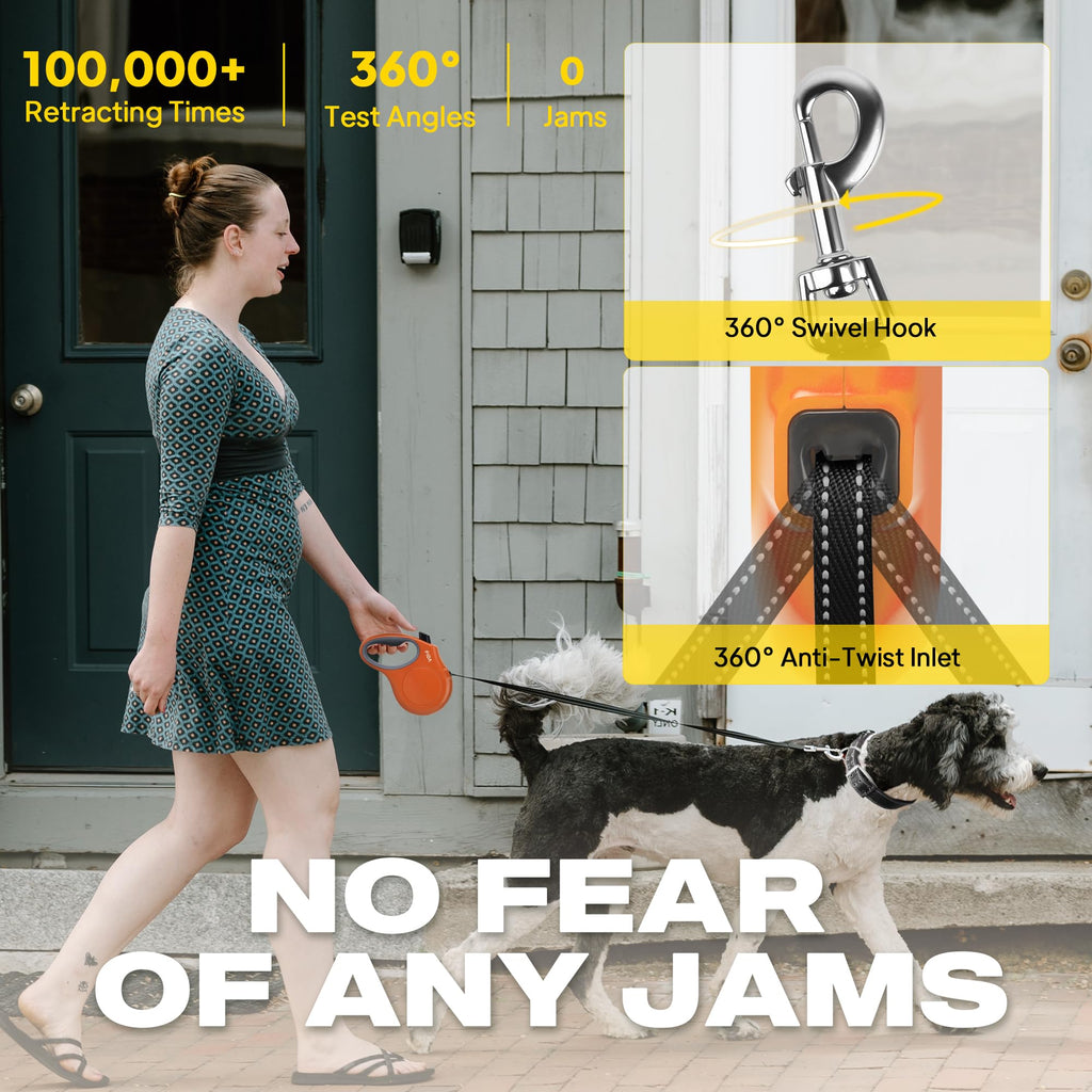 Retractable Dog Leash, 16 ft Dog Walking Leash for Small Dogs up to 26 lbs, 360° Tangle Free, Black