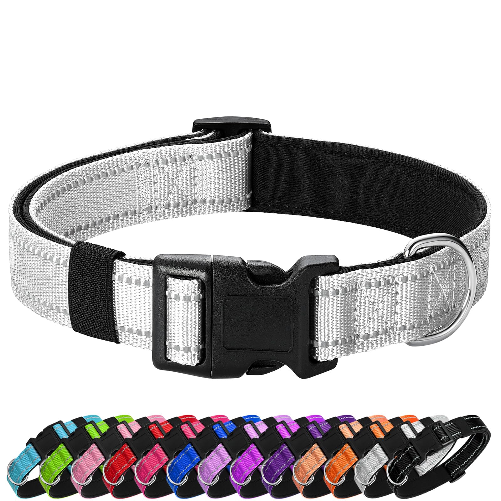 Reflective Dog Collar Padded with Soft Neoprene Breathable Quick Release Basic Dog Collars