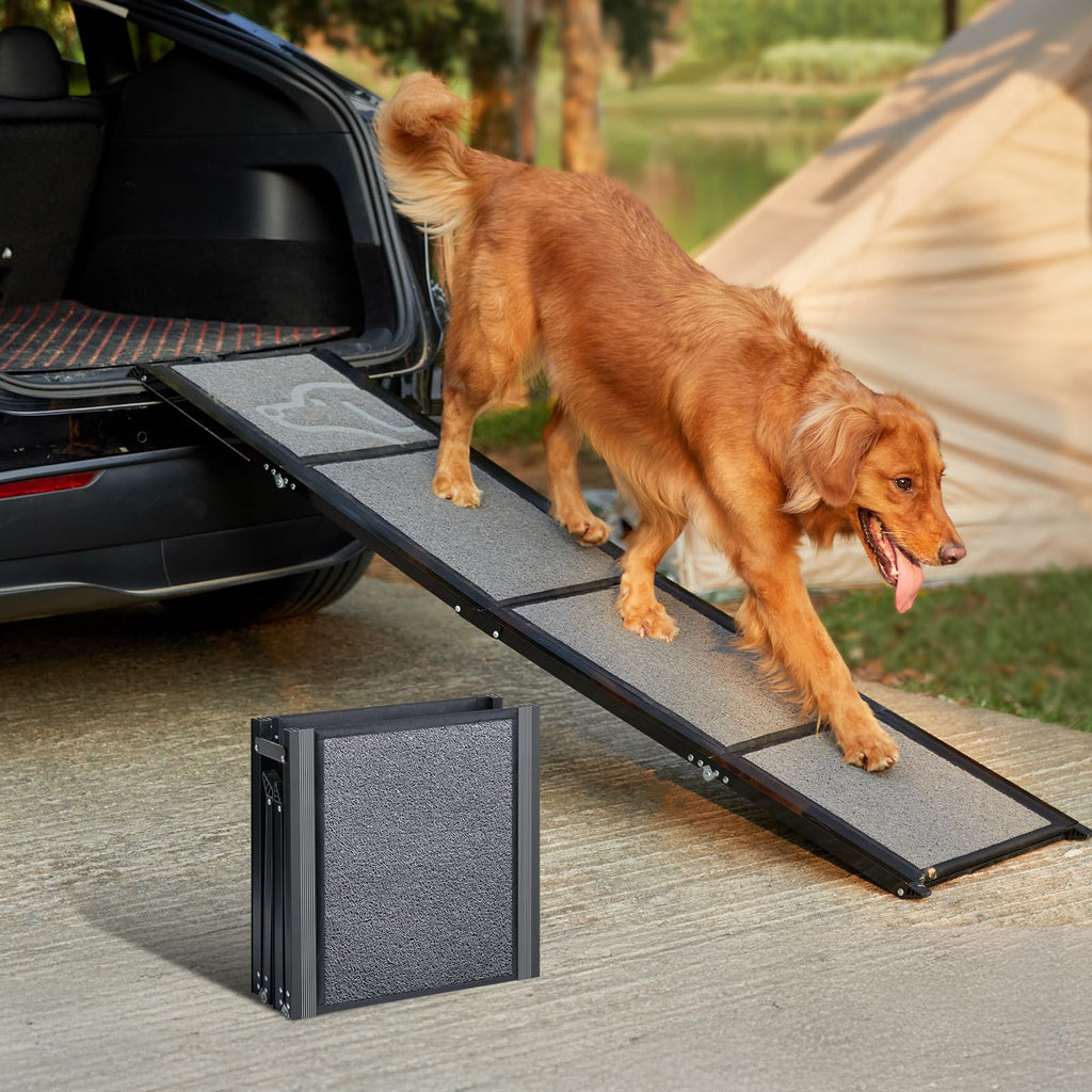 Dog Ramp for Car 63" Long & 17" Wide Portable Dog Ramps for Large Dogs with Non-Slip Rug Surface Dog Car Ramp for SUV Car & Truck, Folding Dog Ramp Up to 250LBS