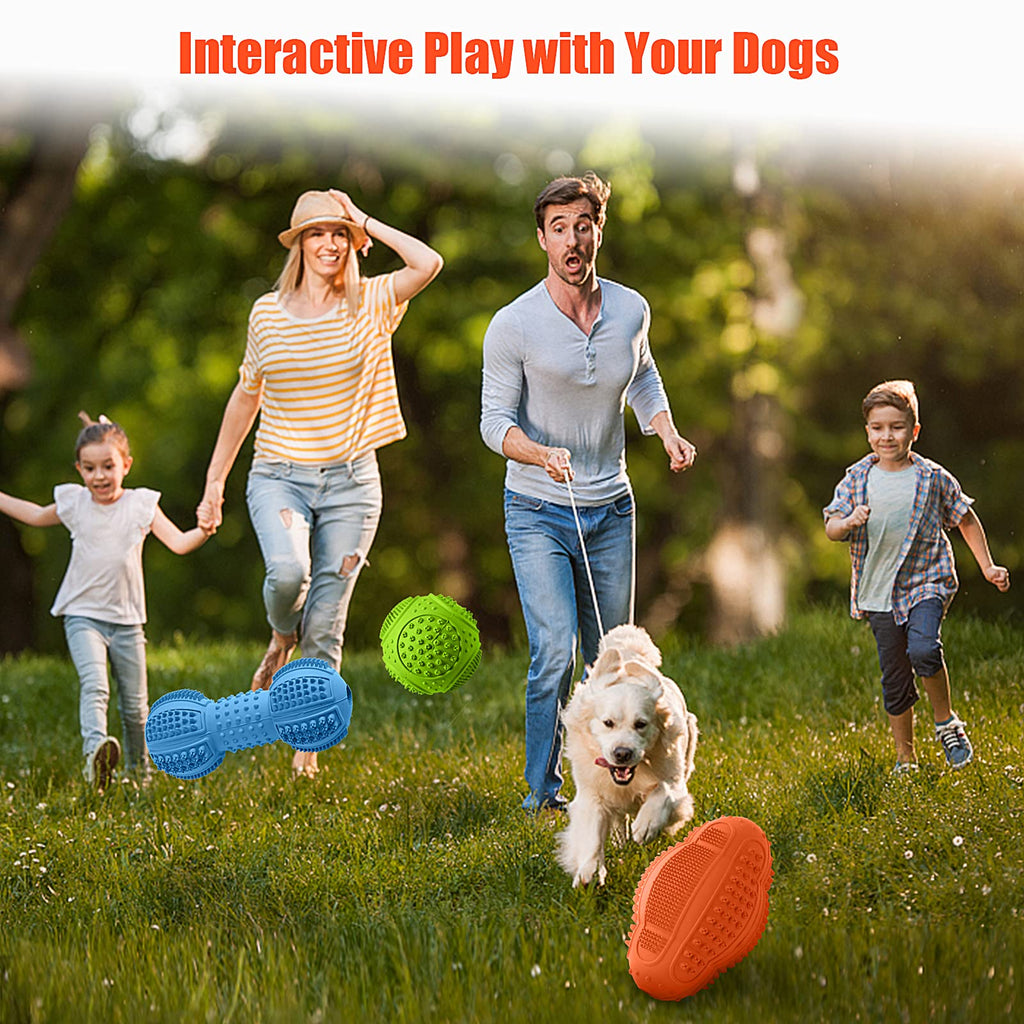 Dog Chew Toys 3 Pack for Aggressive Chewers, Multifunctional Teeth Cleaning and Gum Massage, Tough Toys with Natural Rubber for Large and Medium Dog