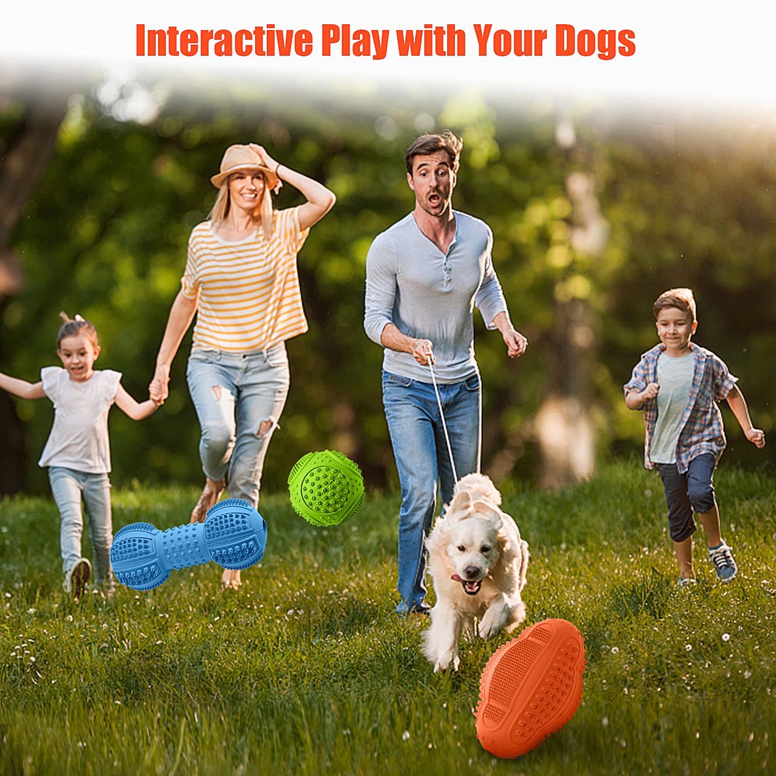 Dog Chew Toys 3 Pack for Aggressive Chewers, Multifunctional Teeth Cleaning and Gum Massage, Tough Toys with Natural Rubber for Large and Medium Dog