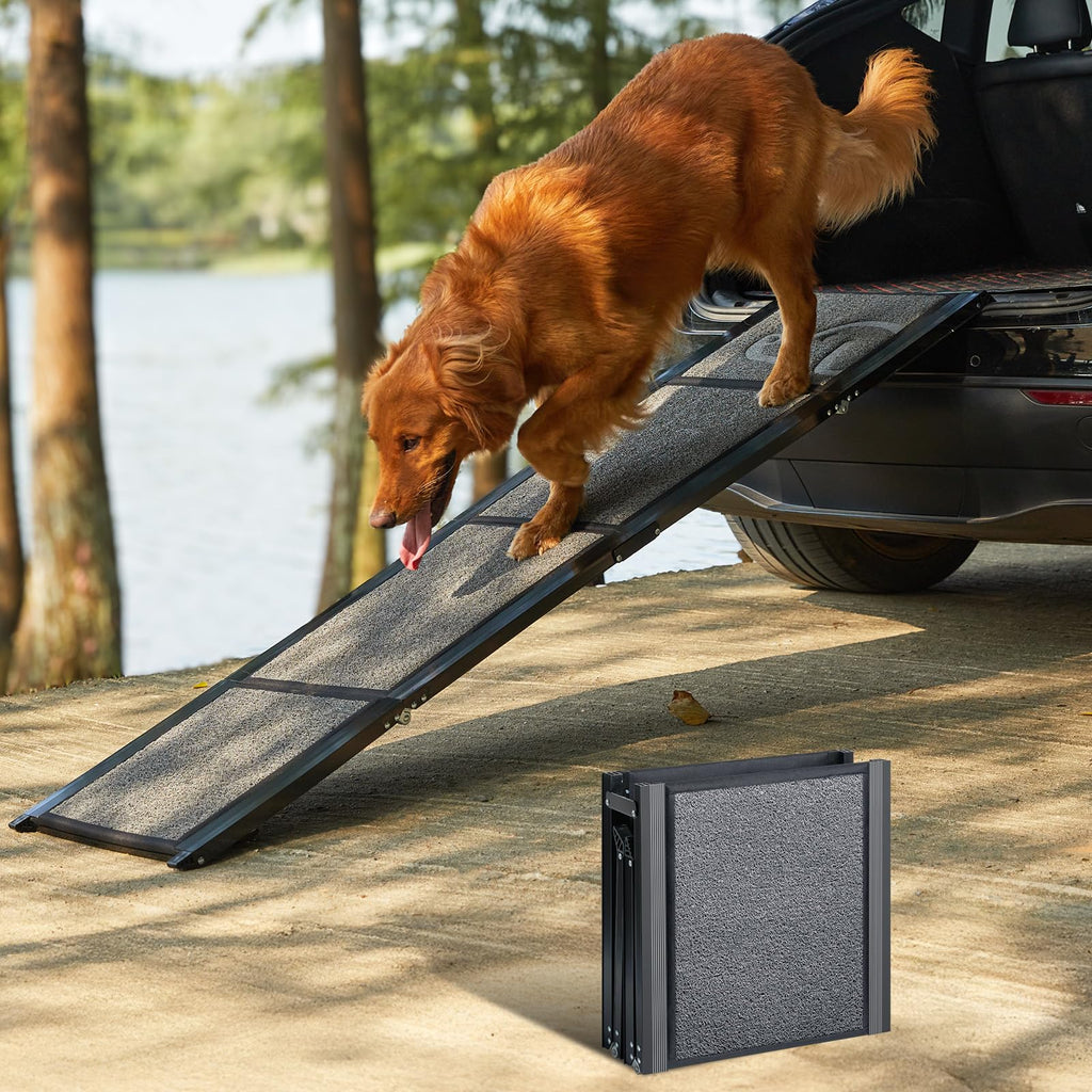 Dog Ramp for Car 63" Long & 17" Wide Portable Dog Ramps for Large Dogs with Non-Slip Rug Surface Dog Car Ramp for SUV Car & Truck, Folding Dog Ramp Up to 250LBS