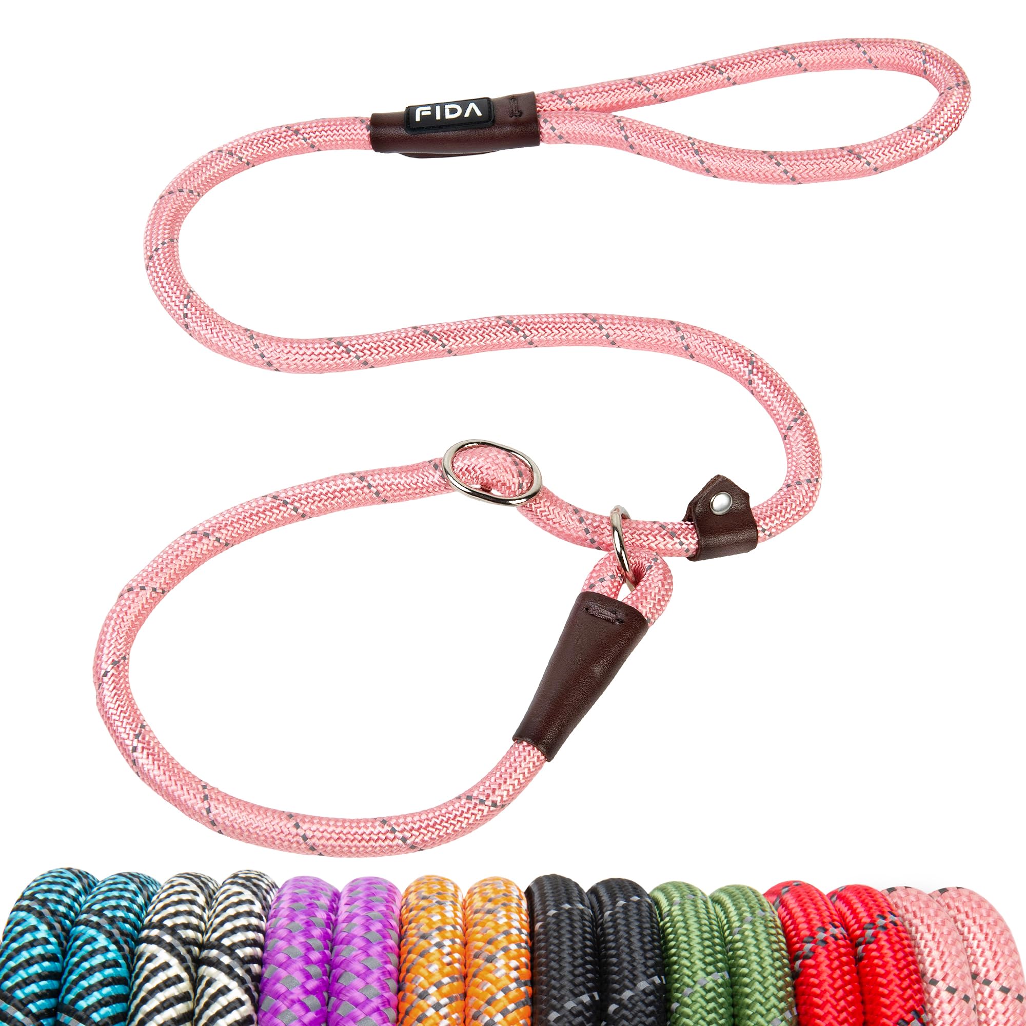 Durable Slip Lead Dog Leash, Heavy Duty Dog Loop Leashes, Comfortable Strong Rope Slip Leash for Large Medium Dogs, No Pull Pet Training Lead with Highly Reflective