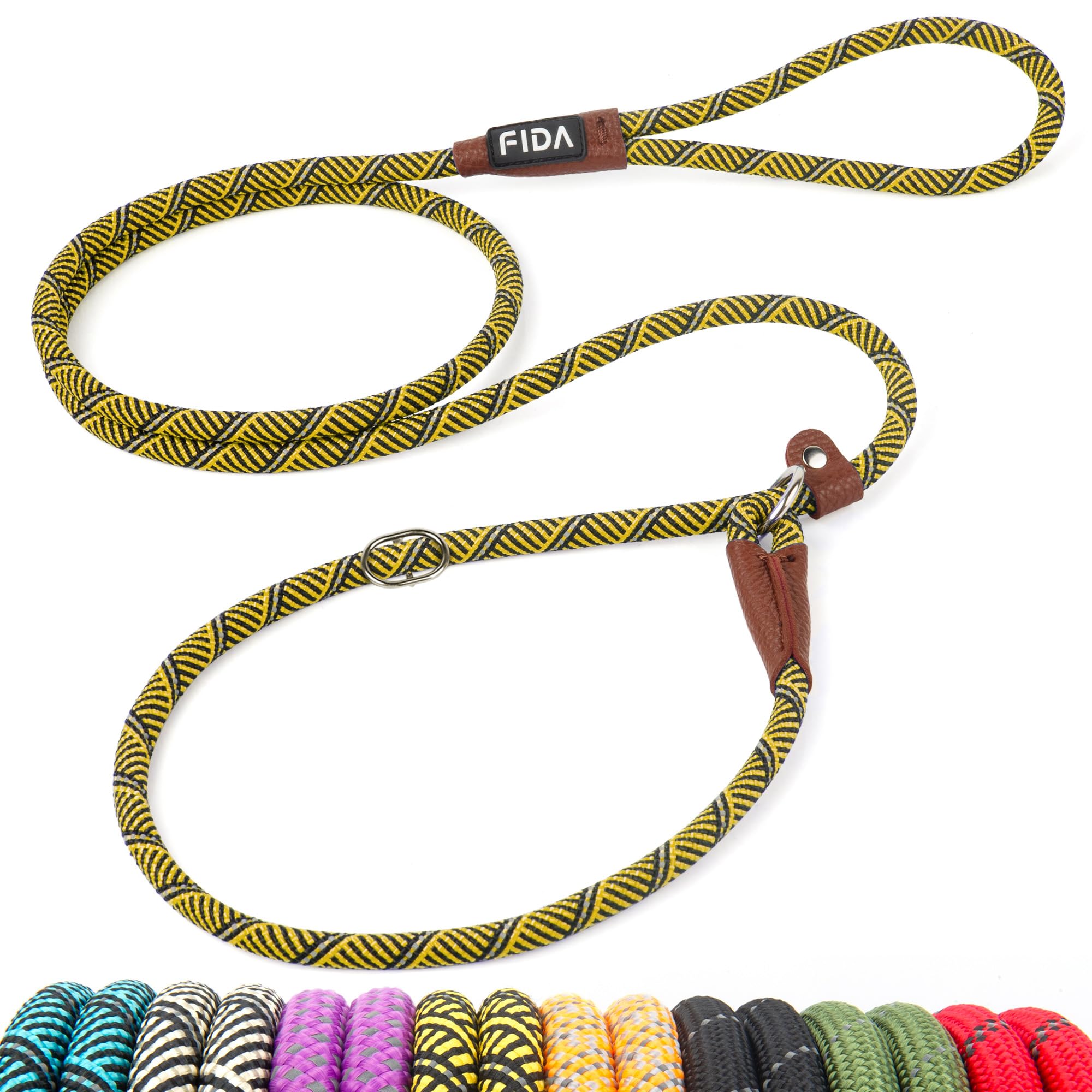Durable Slip Lead Dog Leash, Heavy Duty Dog Loop Leashes, Comfortable Strong Rope Slip Leash for Large Medium Dogs, No Pull Pet Training Lead with Highly Reflective
