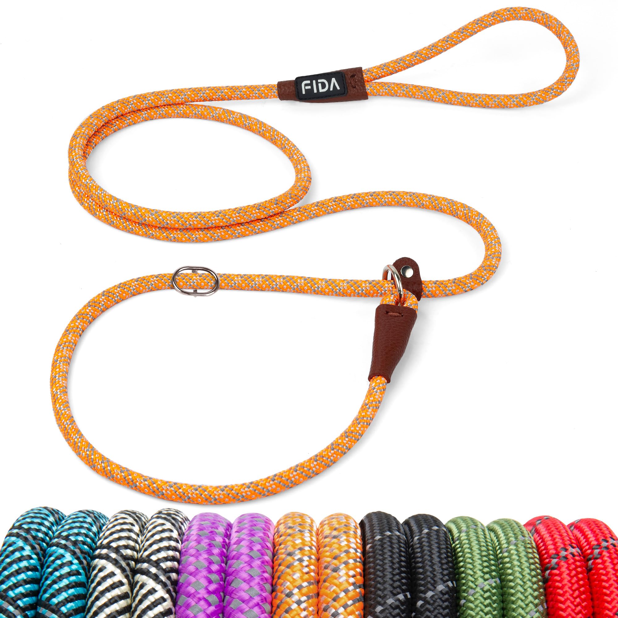 Durable Slip Lead Dog Leash, Heavy Duty Dog Loop Leashes, Comfortable Strong Rope Slip Leash for Large Medium Dogs, No Pull Pet Training Lead with Highly Reflective