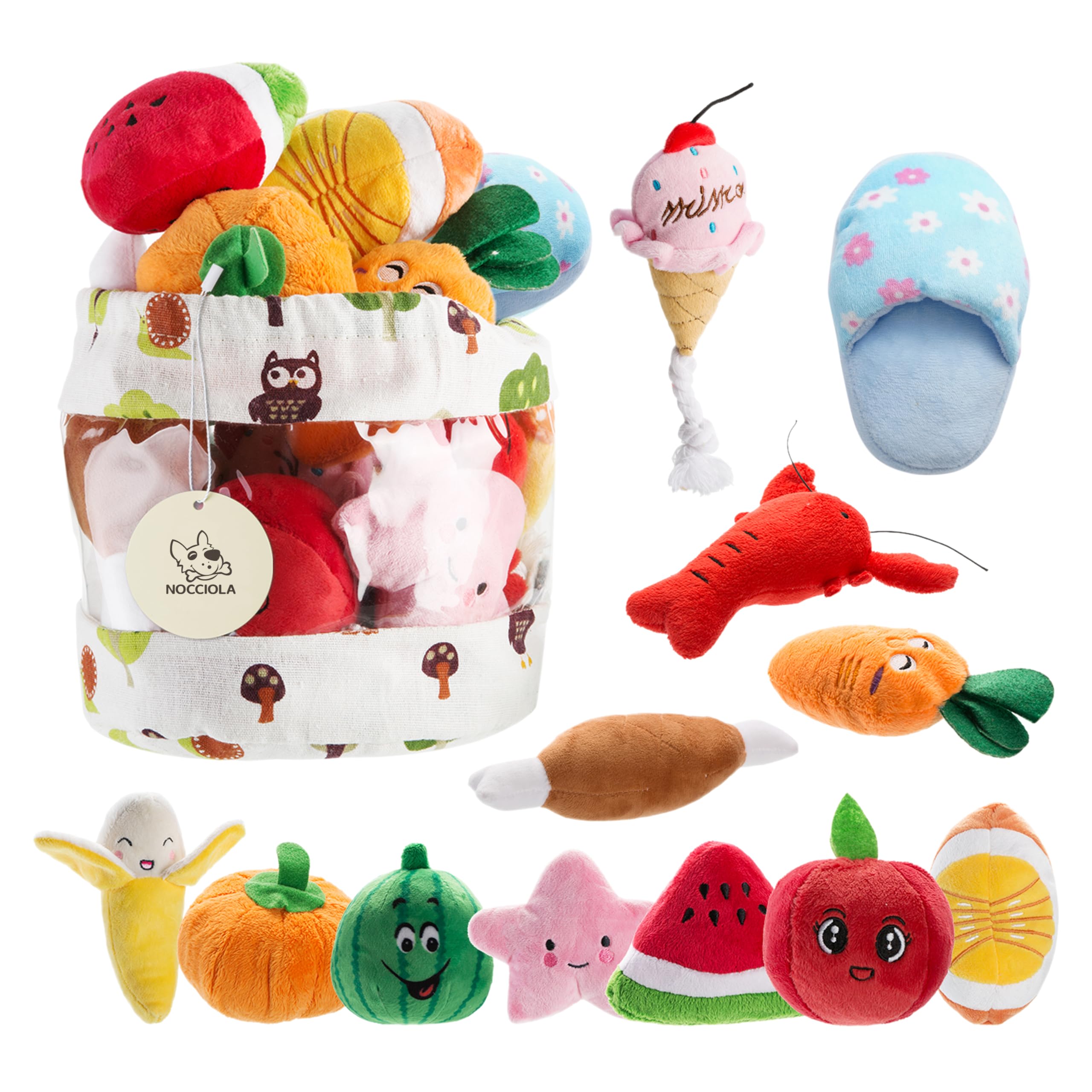 Dog Squeaky Toys, Plush Small Dog Toys for Dogs, Stuffed with Squeakers,12 pcs Puppy Toys with a Carrying Bag for Small Medium Size