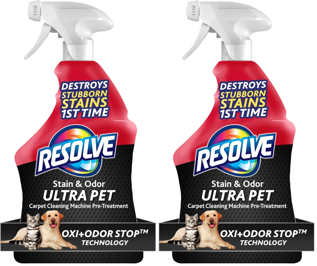 Resolve Ultra Pet Odor and Stain Remover Spray – Carpet Cleaner for Cat and Dog Urine and Poop, 32oz