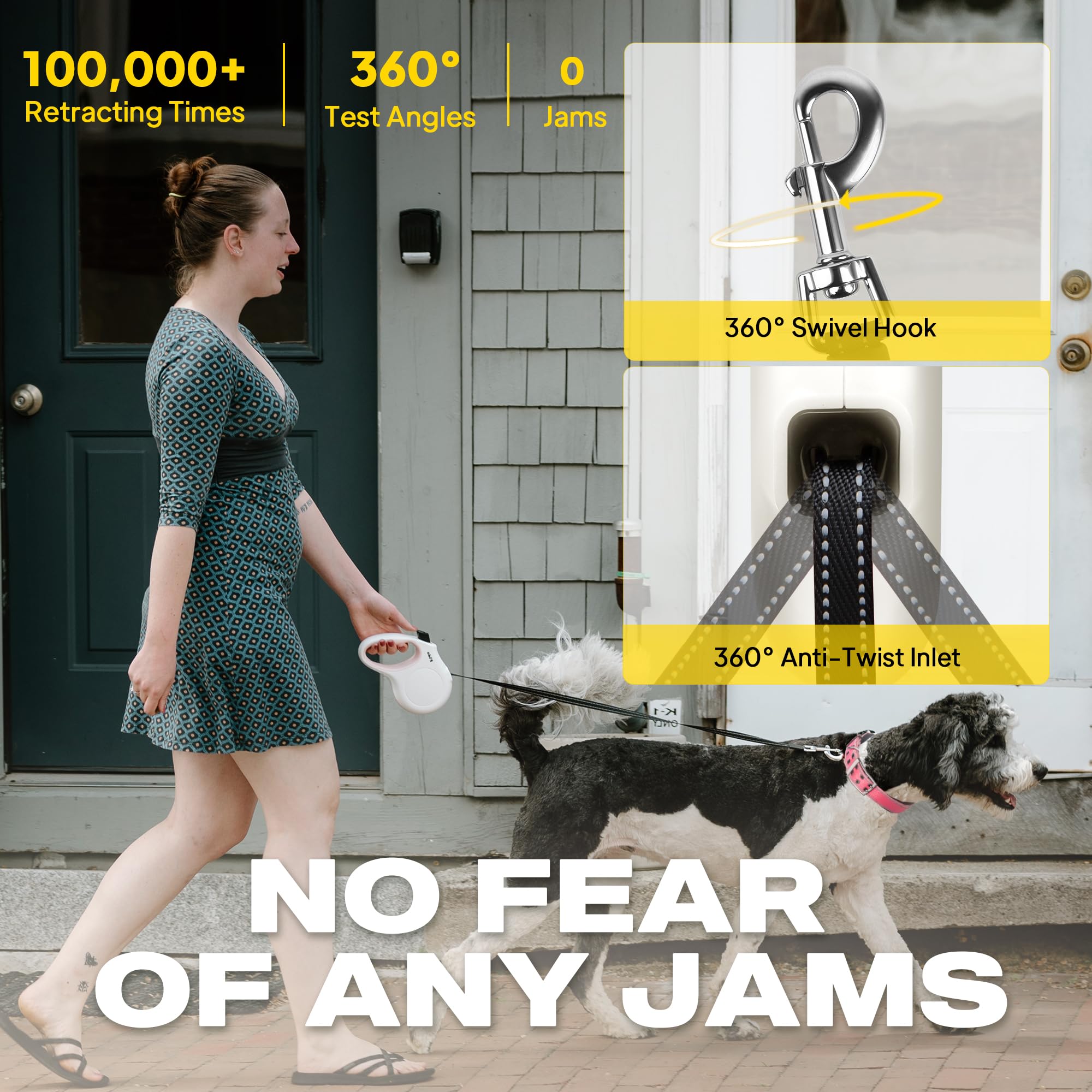 Retractable Dog Leash, 16 ft Dog Walking Leash for Small Dogs up to 26 lbs, 360° Tangle Free, Black