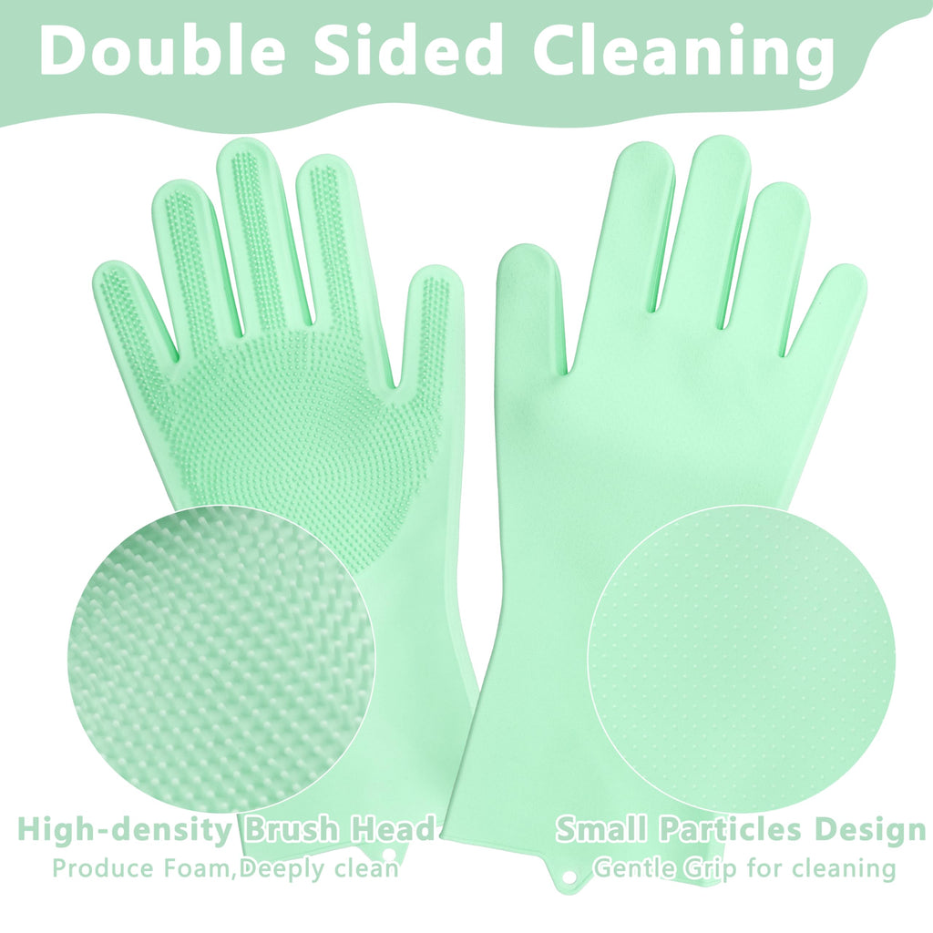 Pet Grooming Gloves—Heat Resistant Dog Washing Gloves with High-Density Teeth, Dog Bath Scrubber with Enhanced Five Finger Design, Silicone Gloves for Dogs and Cats Bathing, Massage (Blue)