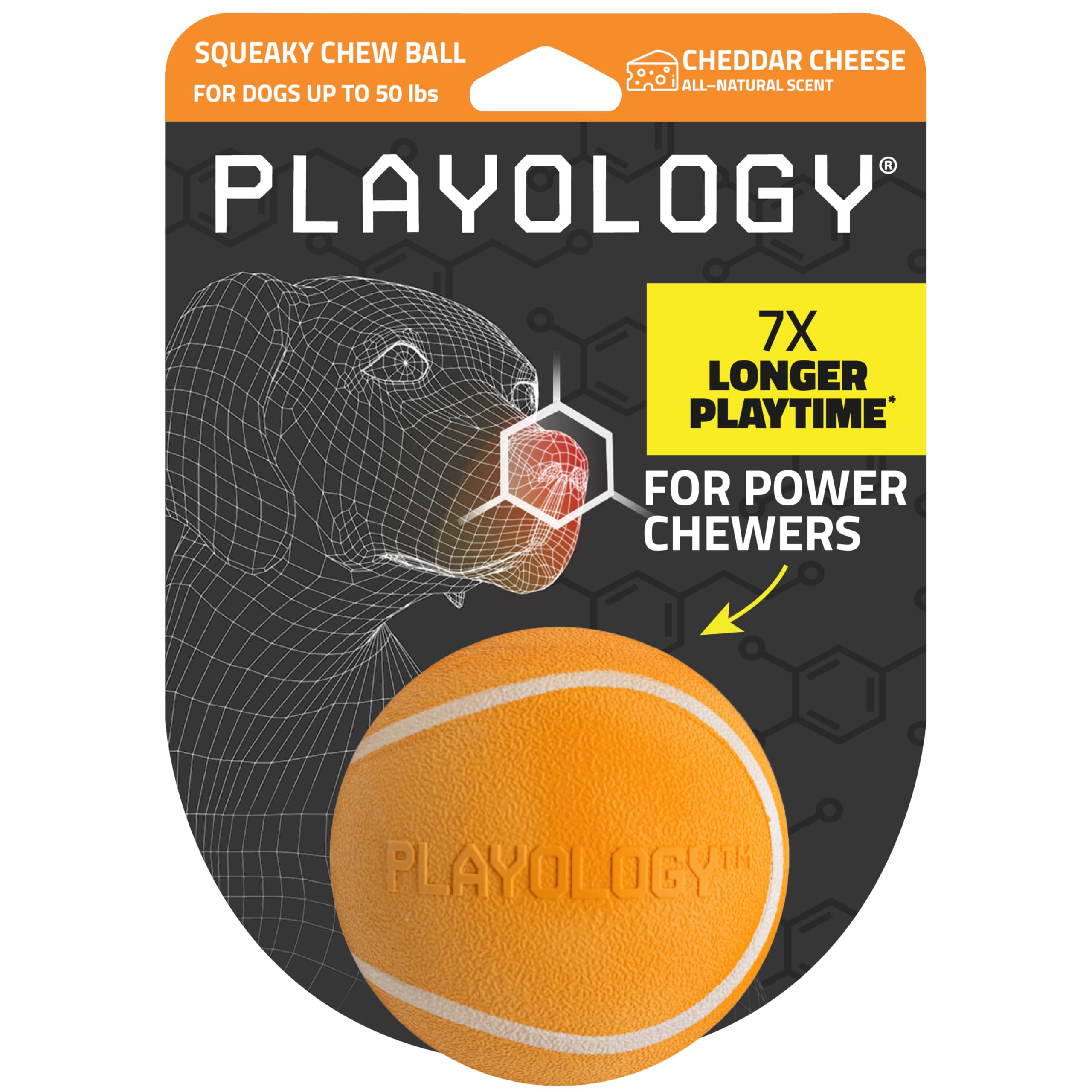 Playology Dog Toys | Squeaky Chew Ball - Bouncy Durable Floating Fetch Ball for Dogs | Medium Sweet Potato Scented Toy - Easy to Clean and Made from Non Toxic Materials