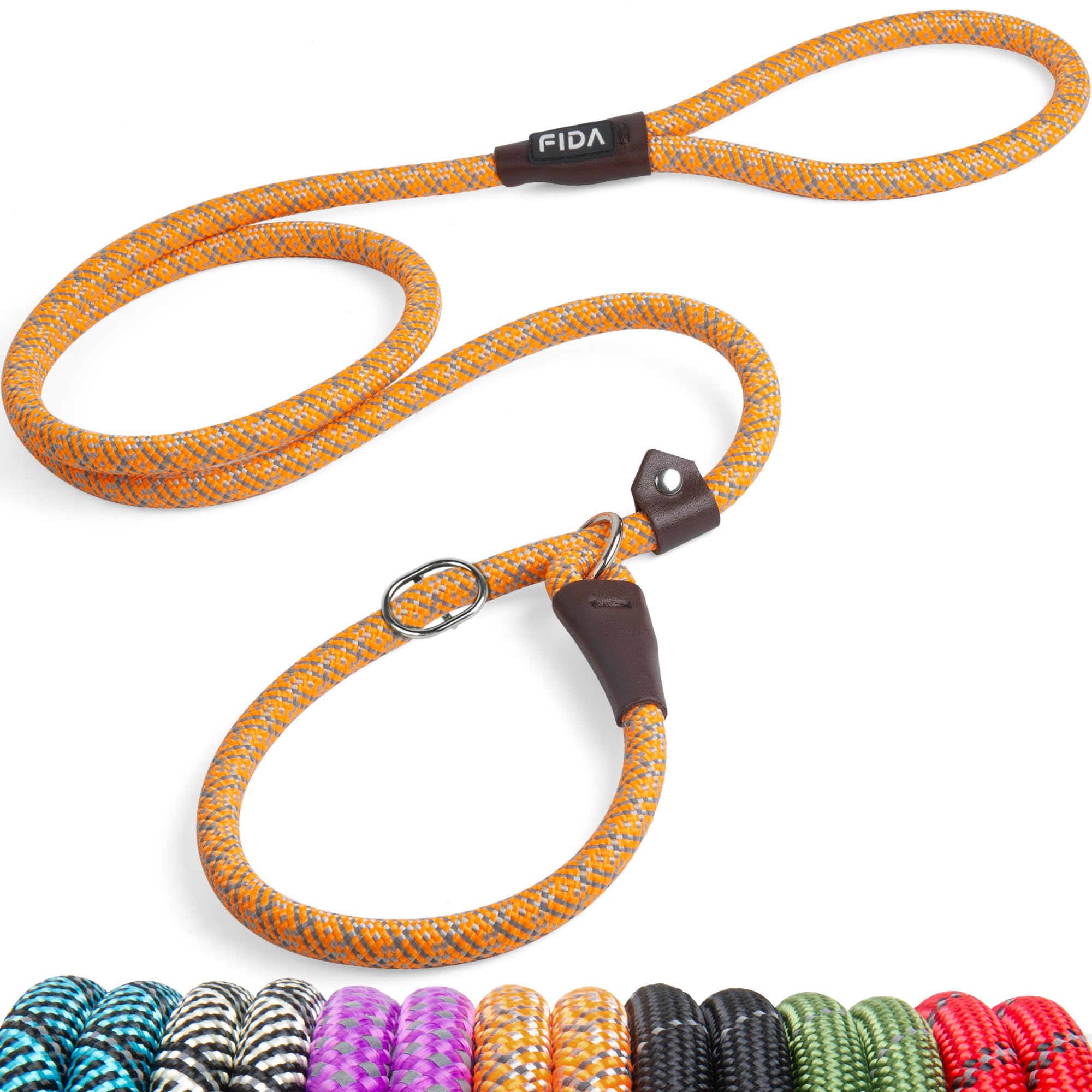 Durable Slip Lead Dog Leash, Heavy Duty Dog Loop Leashes, Comfortable Strong Rope Slip Leash for Large Medium Dogs, No Pull Pet Training Lead with Highly Reflective