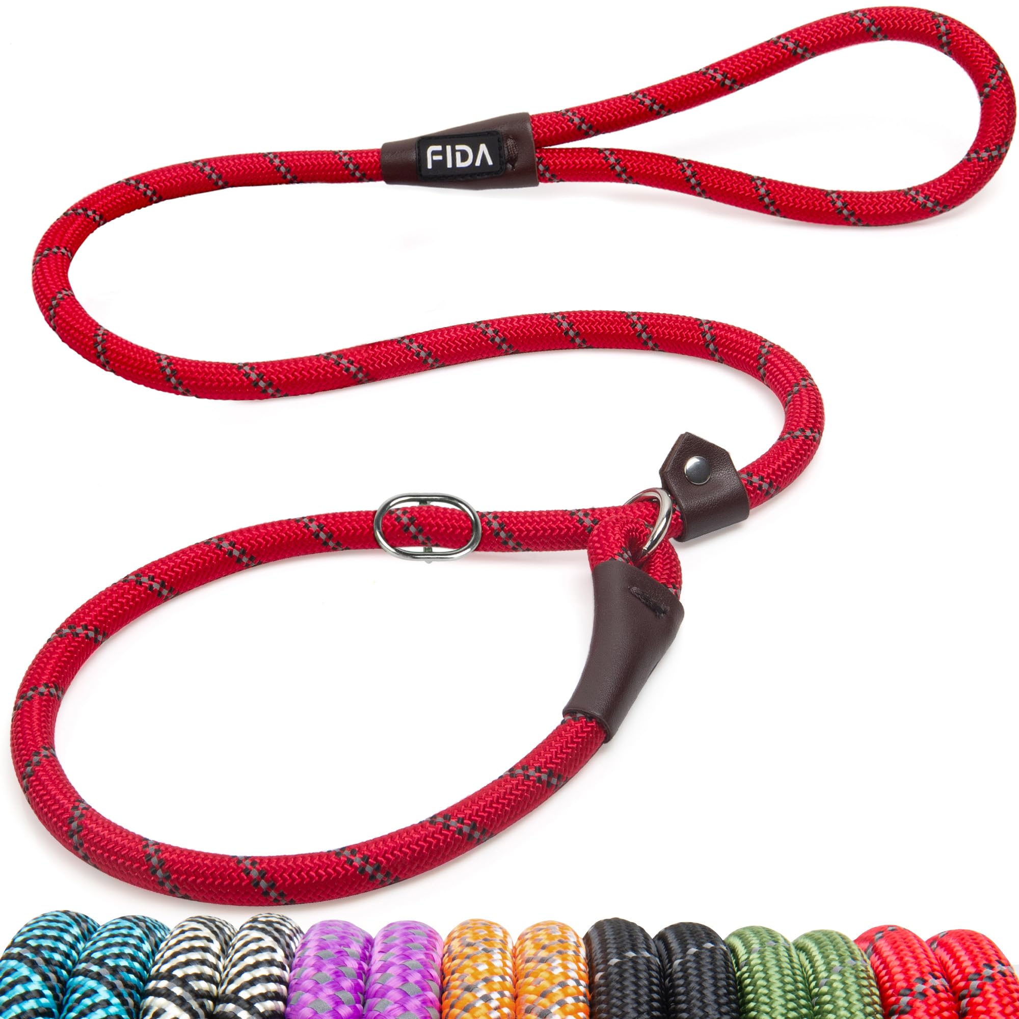 Durable Slip Lead Dog Leash, Heavy Duty Dog Loop Leashes, Comfortable Strong Rope Slip Leash for Large Medium Dogs, No Pull Pet Training Lead with Highly Reflective