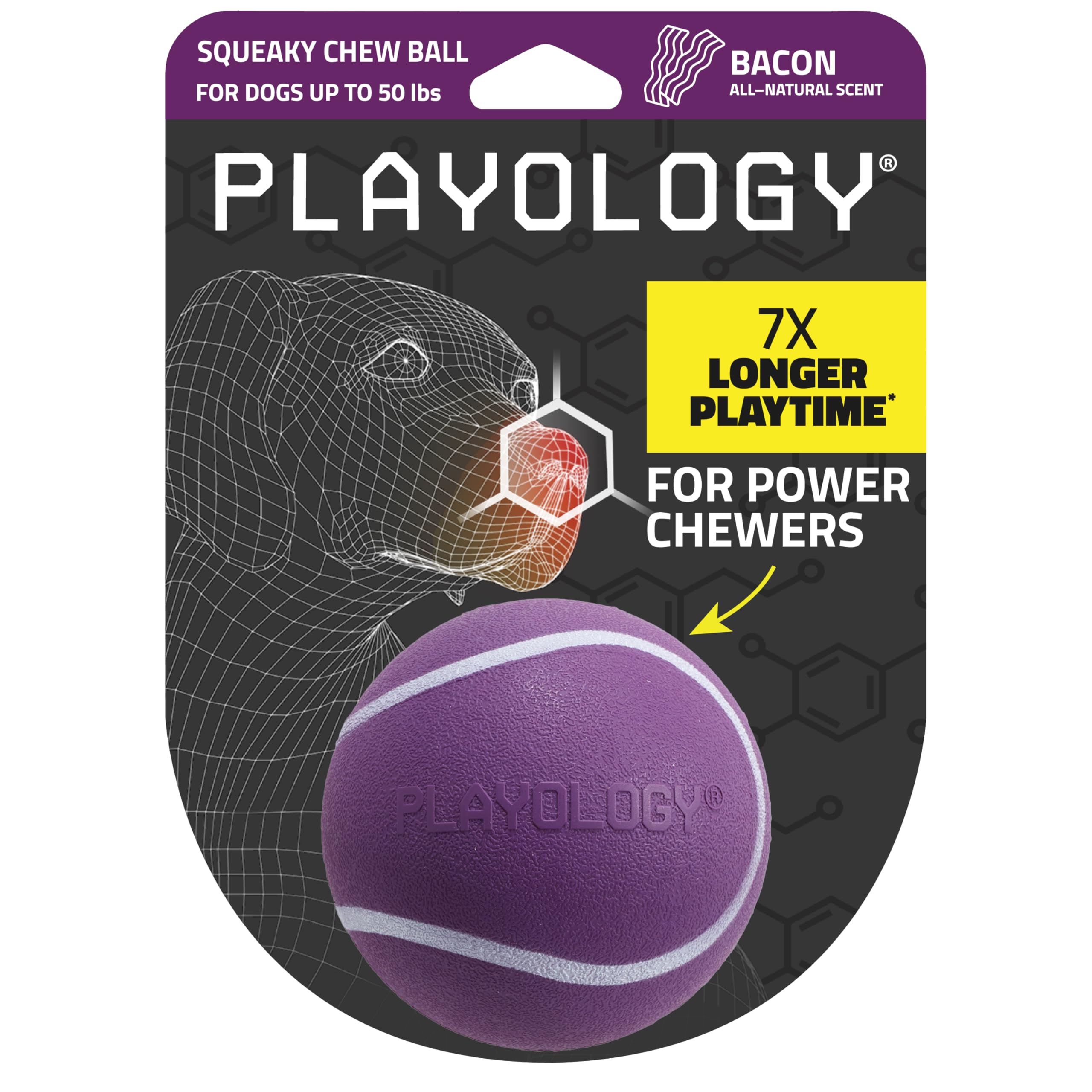 Playology Dog Toys | Squeaky Chew Ball - Bouncy Durable Floating Fetch Ball for Dogs | Medium Sweet Potato Scented Toy - Easy to Clean and Made from Non Toxic Materials