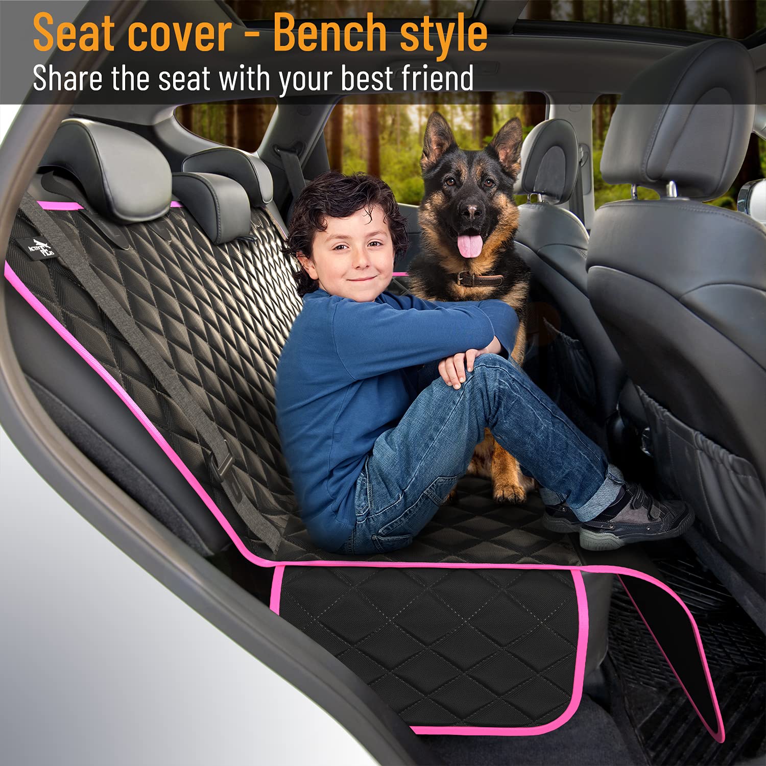 Standard Dog Car Hammock Back Seat Cover, Waterproof Backseat Cover Protector for Truck Bench Rear of Sedans or SUVs, Essential Pet Supplies Vacuum or Wipe Clean, Machine Washable
