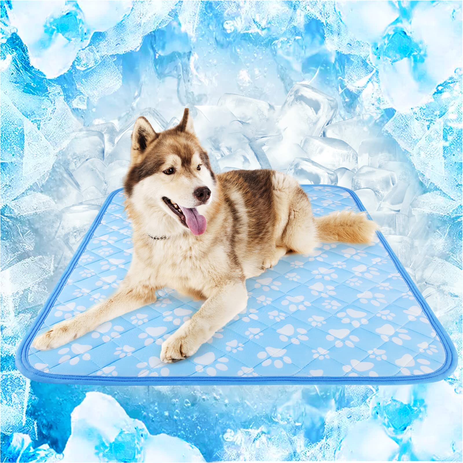 Cooling Mat for Dogs Extra Large,  Endothermic Color Changing Arc-Chill Cooling Fiber,Washable Non-Toxic Summer Pet Outdoor Bed Mat, Non-Slip&Foldable