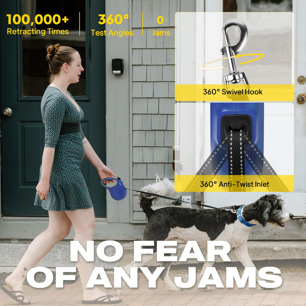 Retractable Dog Leash, 16 ft Dog Walking Leash for Small Dogs up to 26 lbs, 360° Tangle Free, Black