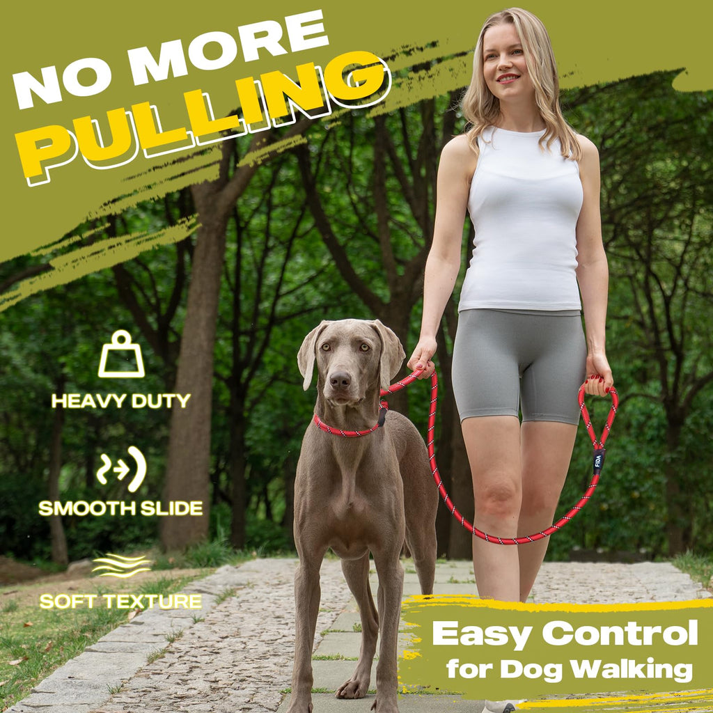 Durable Slip Lead Dog Leash, Heavy Duty Dog Loop Leashes, Comfortable Strong Rope Slip Leash for Large Medium Dogs, No Pull Pet Training Lead with Highly Reflective