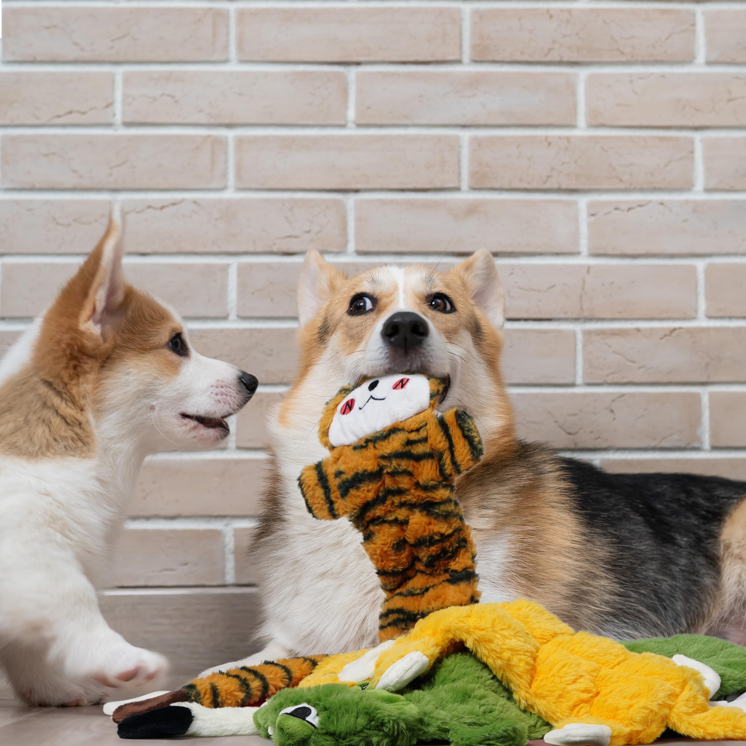 Dog Squeaky Toys, 5 PCS Crinkle Plush Dog Toys, No Stuffing Dog Toys for Small Medium Large Dogs, Stuffless Puppy Toys for Boredom