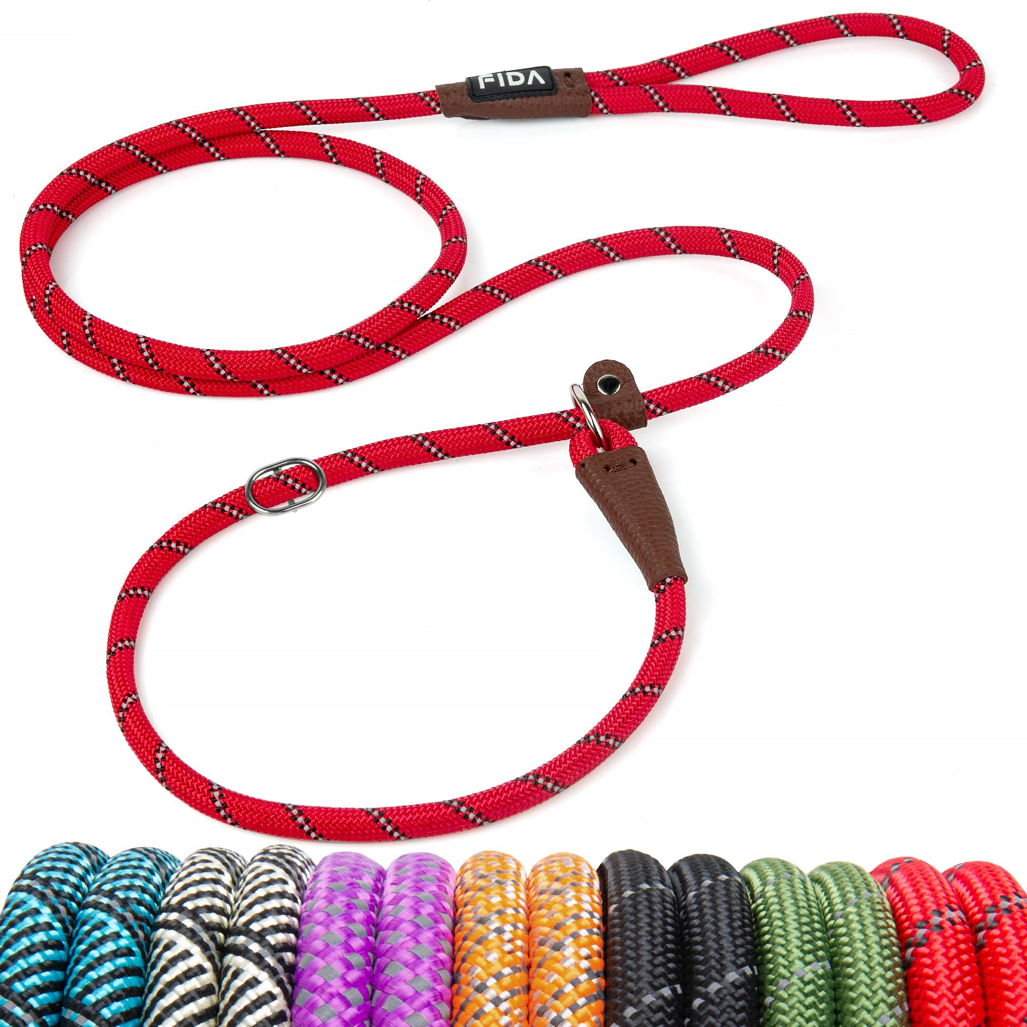 Durable Slip Lead Dog Leash, Heavy Duty Dog Loop Leashes, Comfortable Strong Rope Slip Leash for Large Medium Dogs, No Pull Pet Training Lead with Highly Reflective