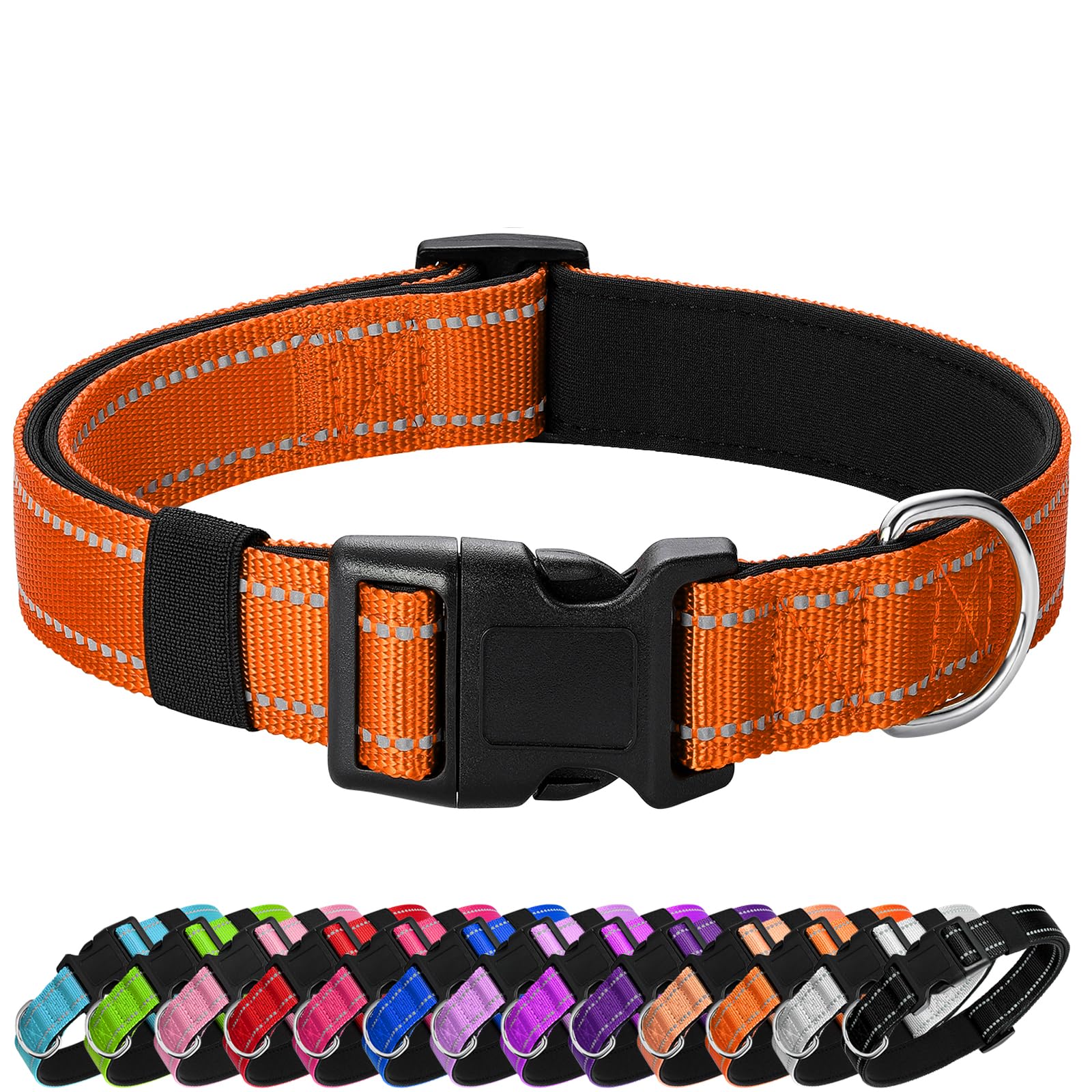 Reflective Dog Collar Padded with Soft Neoprene Breathable Quick Release Basic Dog Collars
