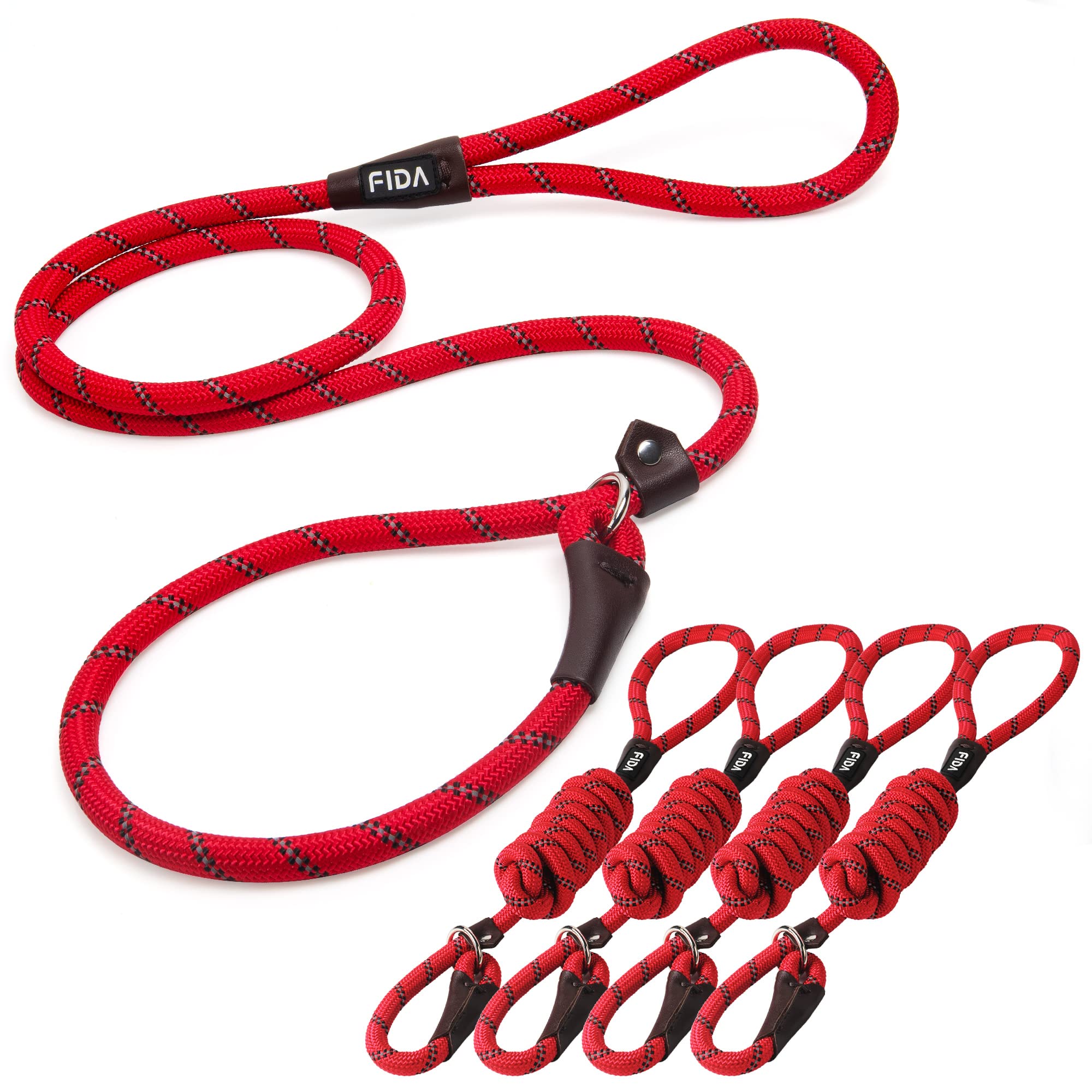 Durable Slip Lead Dog Leash, Heavy Duty Dog Loop Leashes, Comfortable Strong Rope Slip Leash for Large Medium Dogs, No Pull Pet Training Lead with Highly Reflective