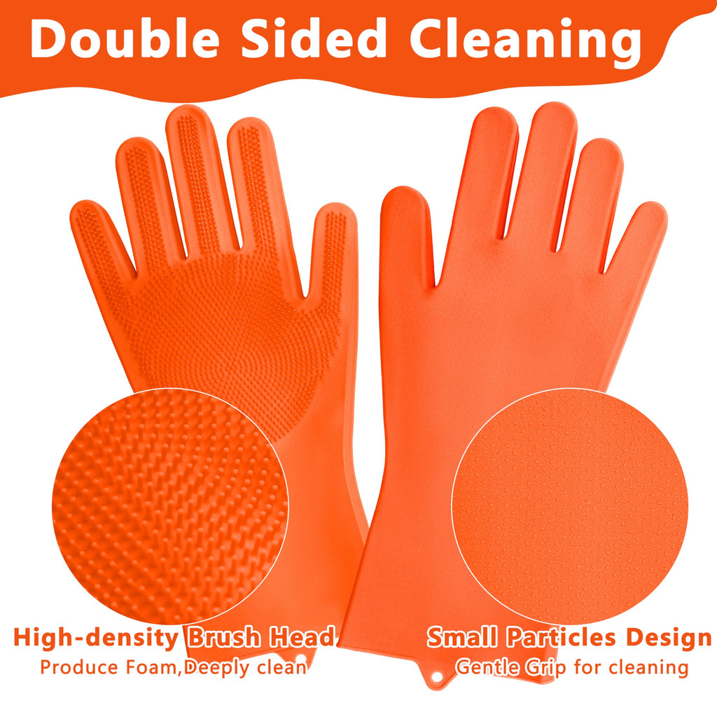 Pet Grooming Gloves—Heat Resistant Dog Washing Gloves with High-Density Teeth, Dog Bath Scrubber with Enhanced Five Finger Design, Silicone Gloves for Dogs and Cats Bathing, Massage (Blue)