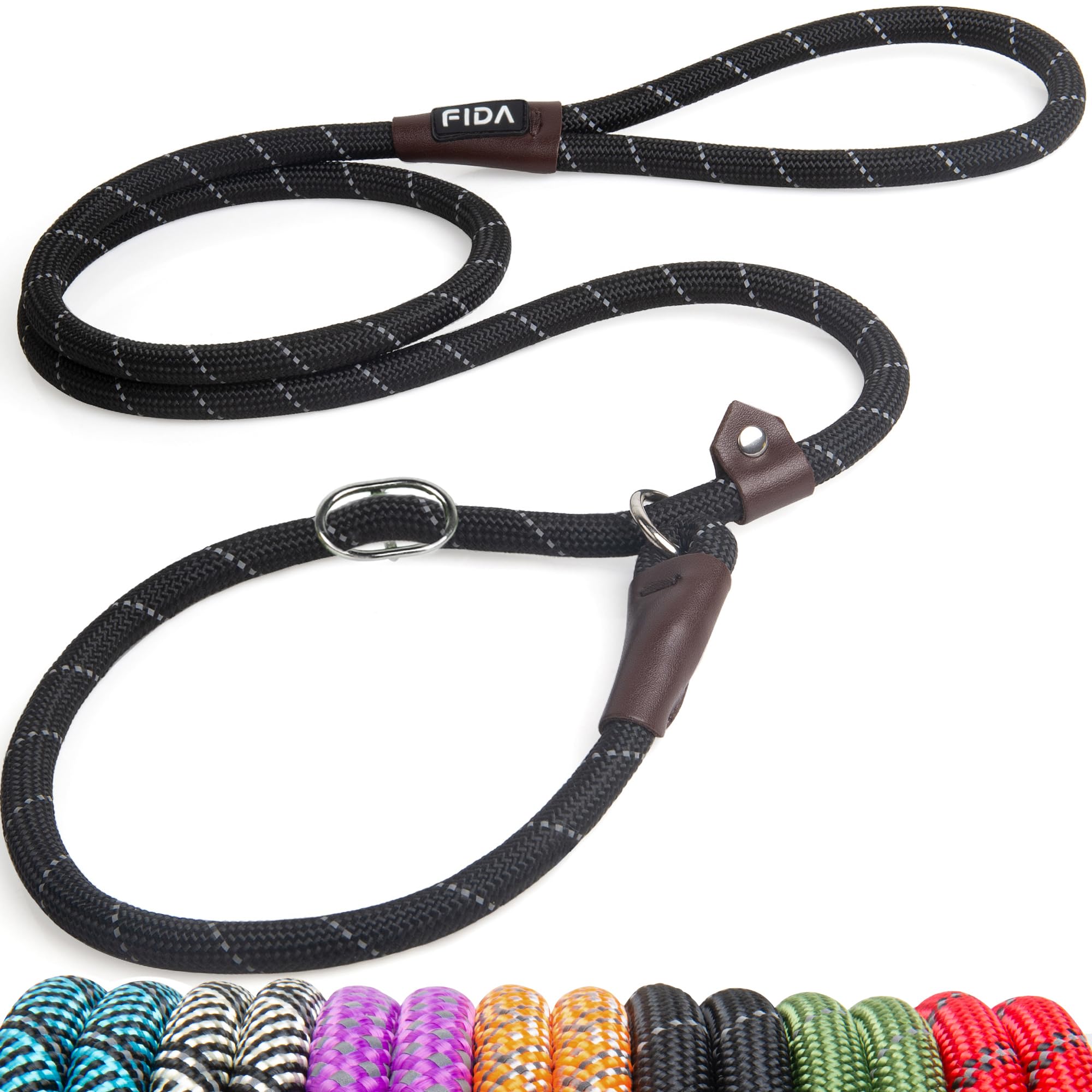 Durable Slip Lead Dog Leash, Heavy Duty Dog Loop Leashes, Comfortable Strong Rope Slip Leash for Large Medium Dogs, No Pull Pet Training Lead with Highly Reflective