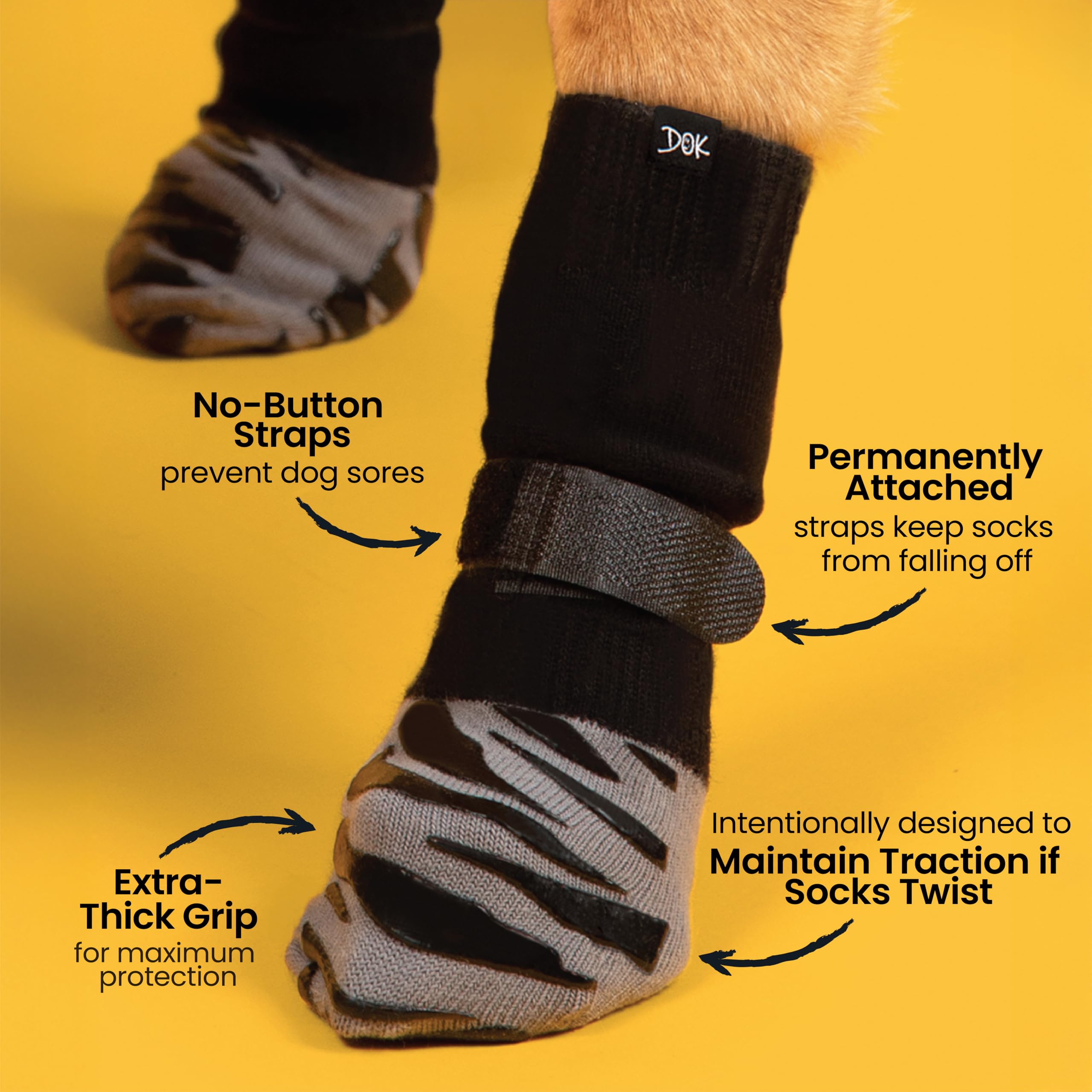 TigerToes Premium Non-Slip Dog Socks for Hardwood Floors - Extra-Thick Grip That Works Even When Twisted - Prevents Licking, Slipping, and Great for Dog Paw Protection
