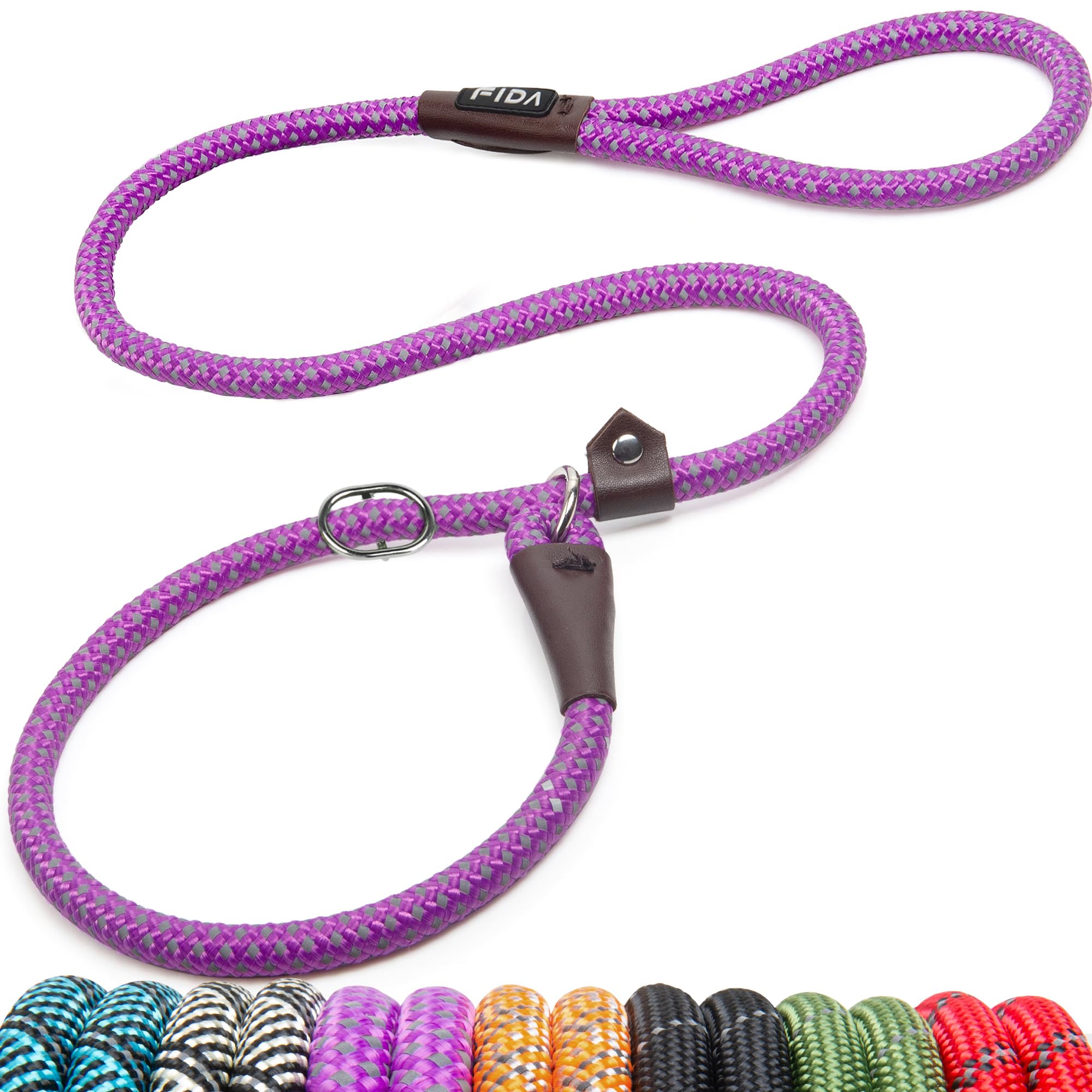 Durable Slip Lead Dog Leash, Heavy Duty Dog Loop Leashes, Comfortable Strong Rope Slip Leash for Large Medium Dogs, No Pull Pet Training Lead with Highly Reflective