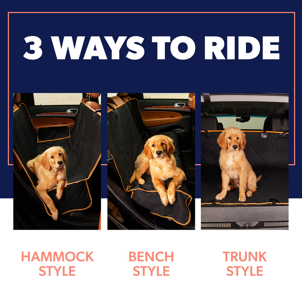 Standard Dog Car Hammock Back Seat Cover, Waterproof Backseat Cover Protector for Truck Bench Rear of Sedans or SUVs, Essential Pet Supplies Vacuum or Wipe Clean, Machine Washable