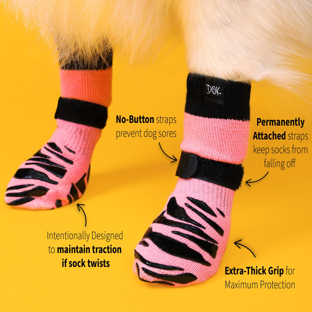TigerToes Premium Non-Slip Dog Socks for Hardwood Floors - Extra-Thick Grip That Works Even When Twisted - Prevents Licking, Slipping, and Great for Dog Paw Protection