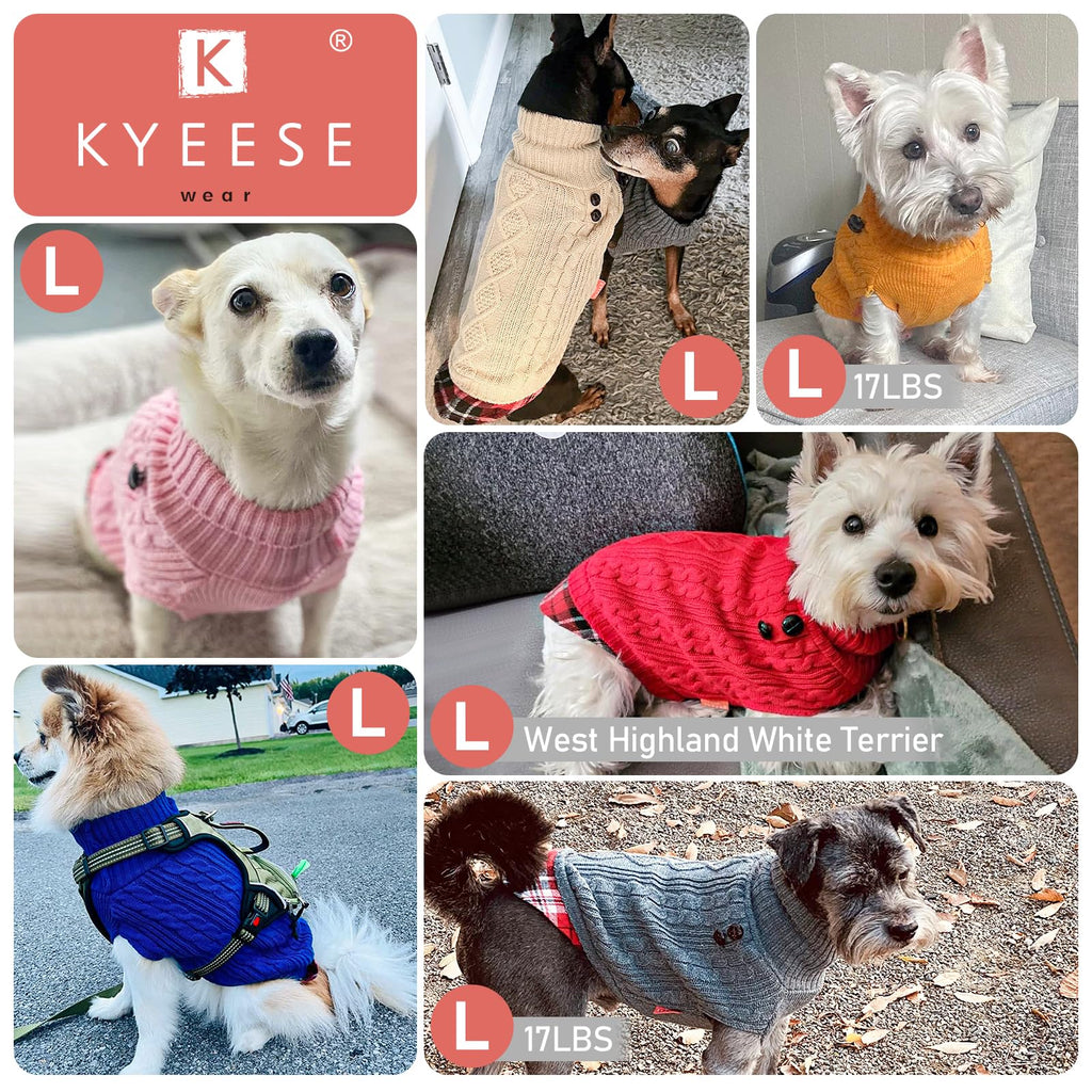 Premium Dog Sweater Soft Pullover Dog Sweaters for Small Dogs Male Stretchy Knitwear Cat Clothes Warm Turtleneck Small Dogs Sweater with Gingham Patchwork Comfy Pet Coat for Fall Winter Cold Weather