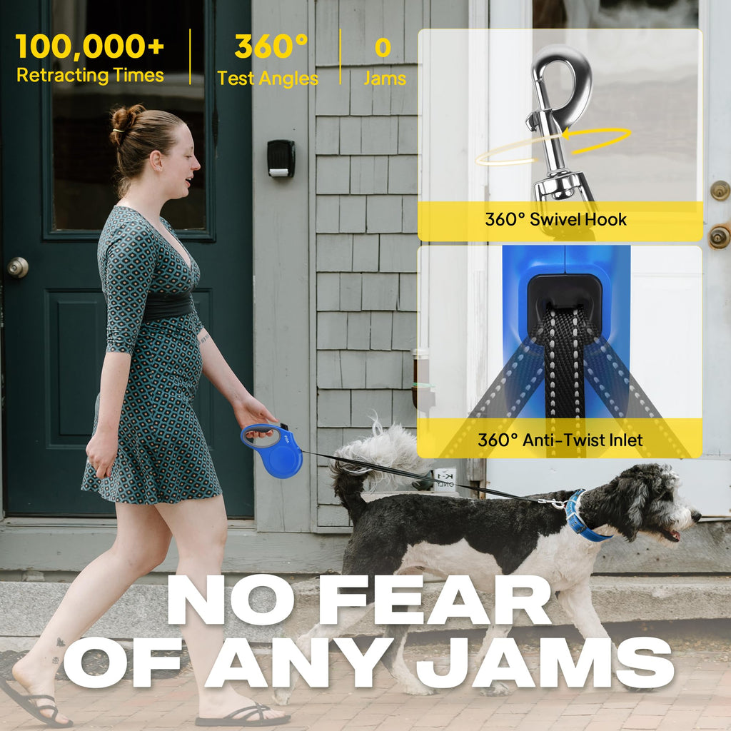 Retractable Dog Leash, 16 ft Dog Walking Leash for Small Dogs up to 26 lbs, 360° Tangle Free, Black