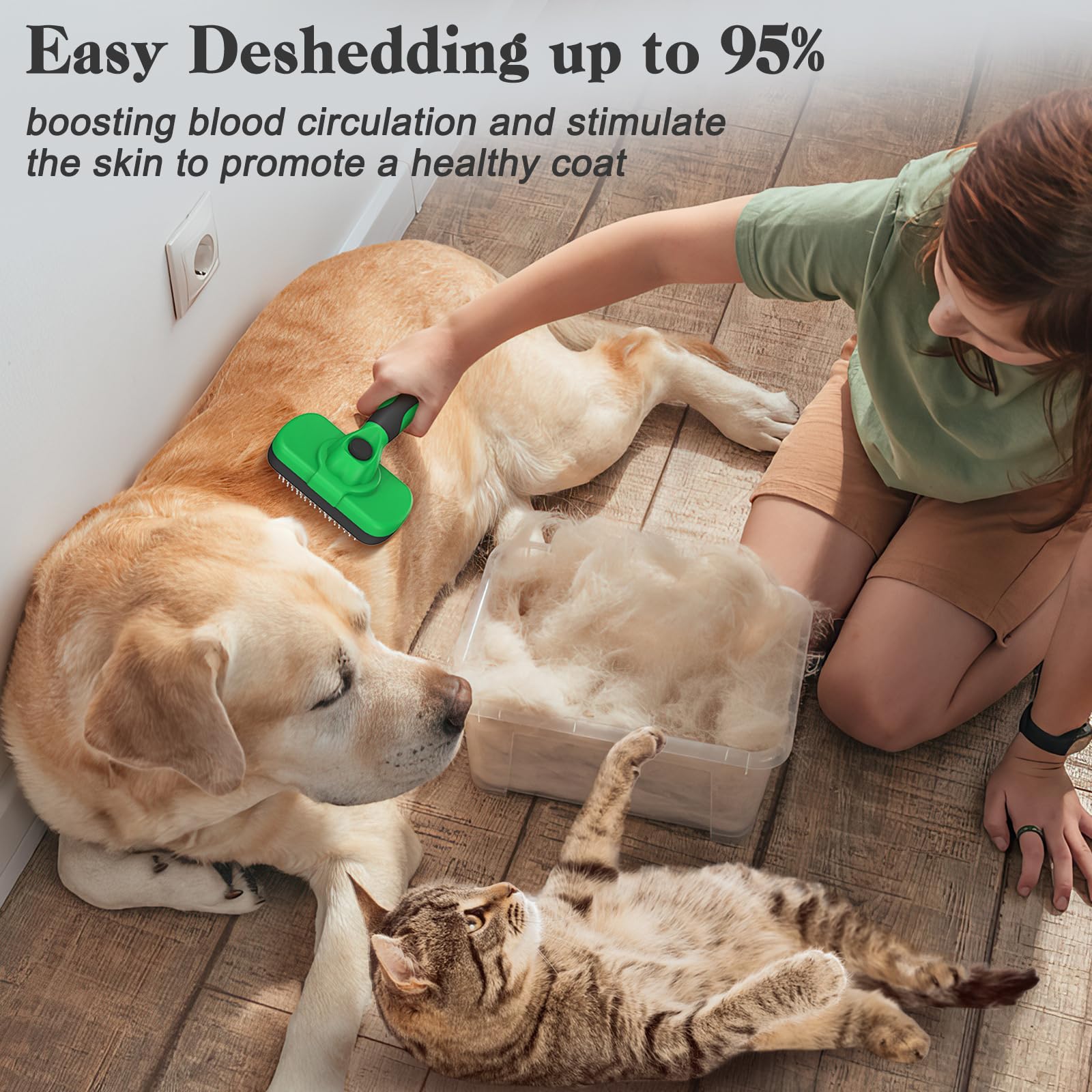 Self Cleaning Slicker Brush - Skin Friendly Deshedding Grooming Tool for Dogs & Cats, Suitable for Shedding & Haired Pets, with Pet Supplies Accessories, Blue