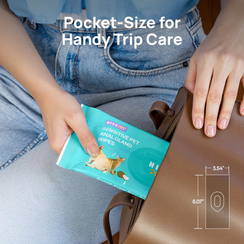 HICC PET Wipes for Dogs & Cats, Cleansing Deodorizing & Soothing Allergy Infections Anal Gland Pets Wipes with Coconut Oil - Dog Grooming Wipes for Butt and Paw - Hypoallergenic & Vet Recommended