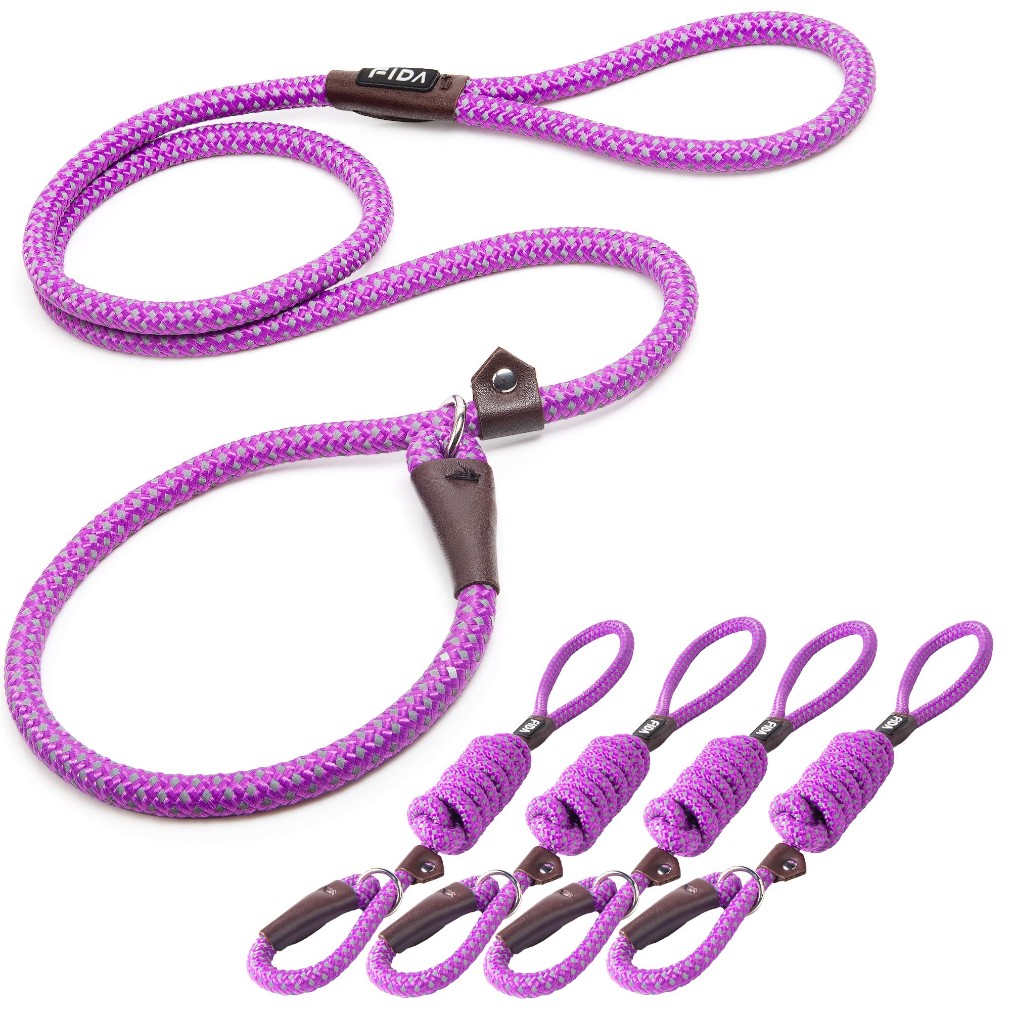 Durable Slip Lead Dog Leash, Heavy Duty Dog Loop Leashes, Comfortable Strong Rope Slip Leash for Large Medium Dogs, No Pull Pet Training Lead with Highly Reflective