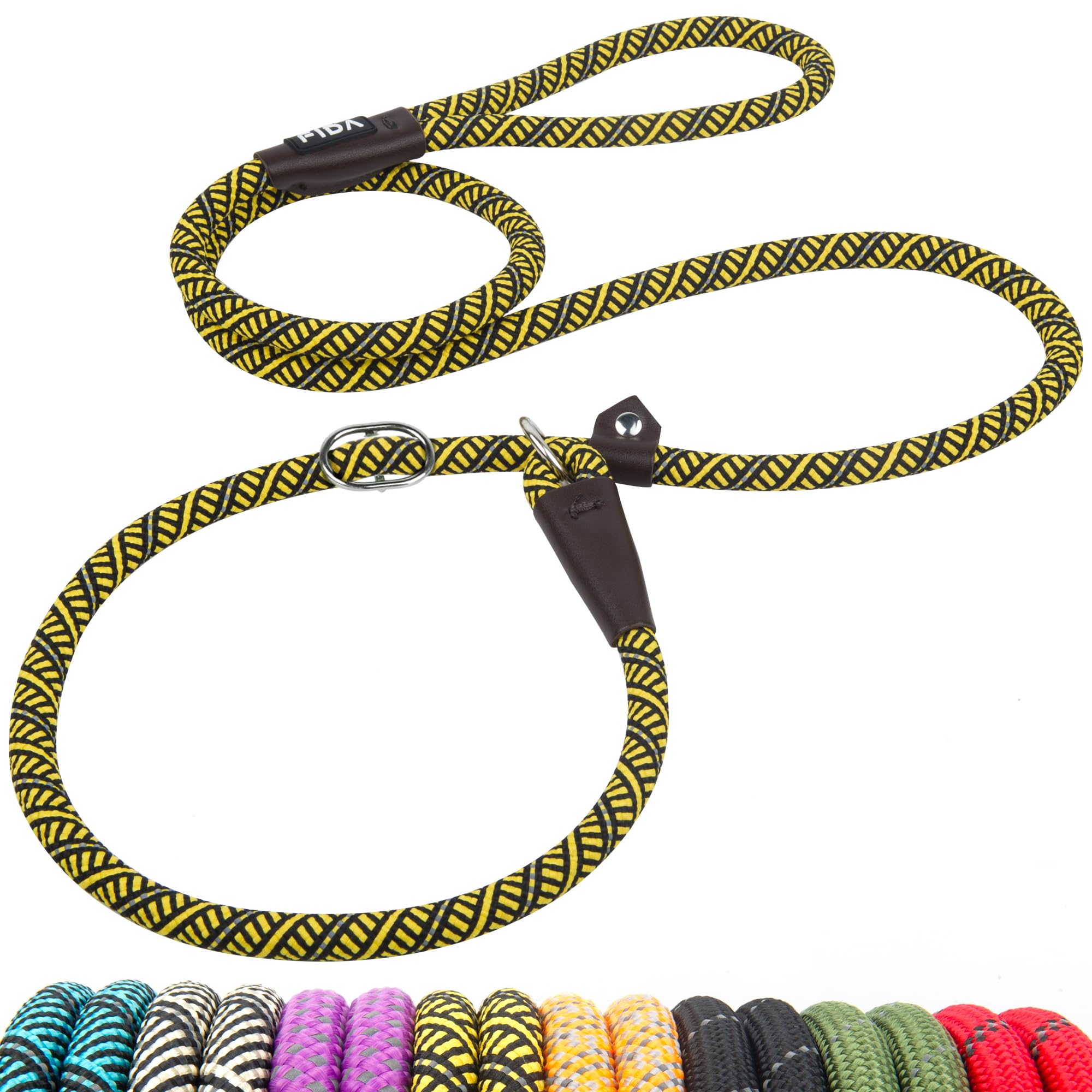 Durable Slip Lead Dog Leash, Heavy Duty Dog Loop Leashes, Comfortable Strong Rope Slip Leash for Large Medium Dogs, No Pull Pet Training Lead with Highly Reflective