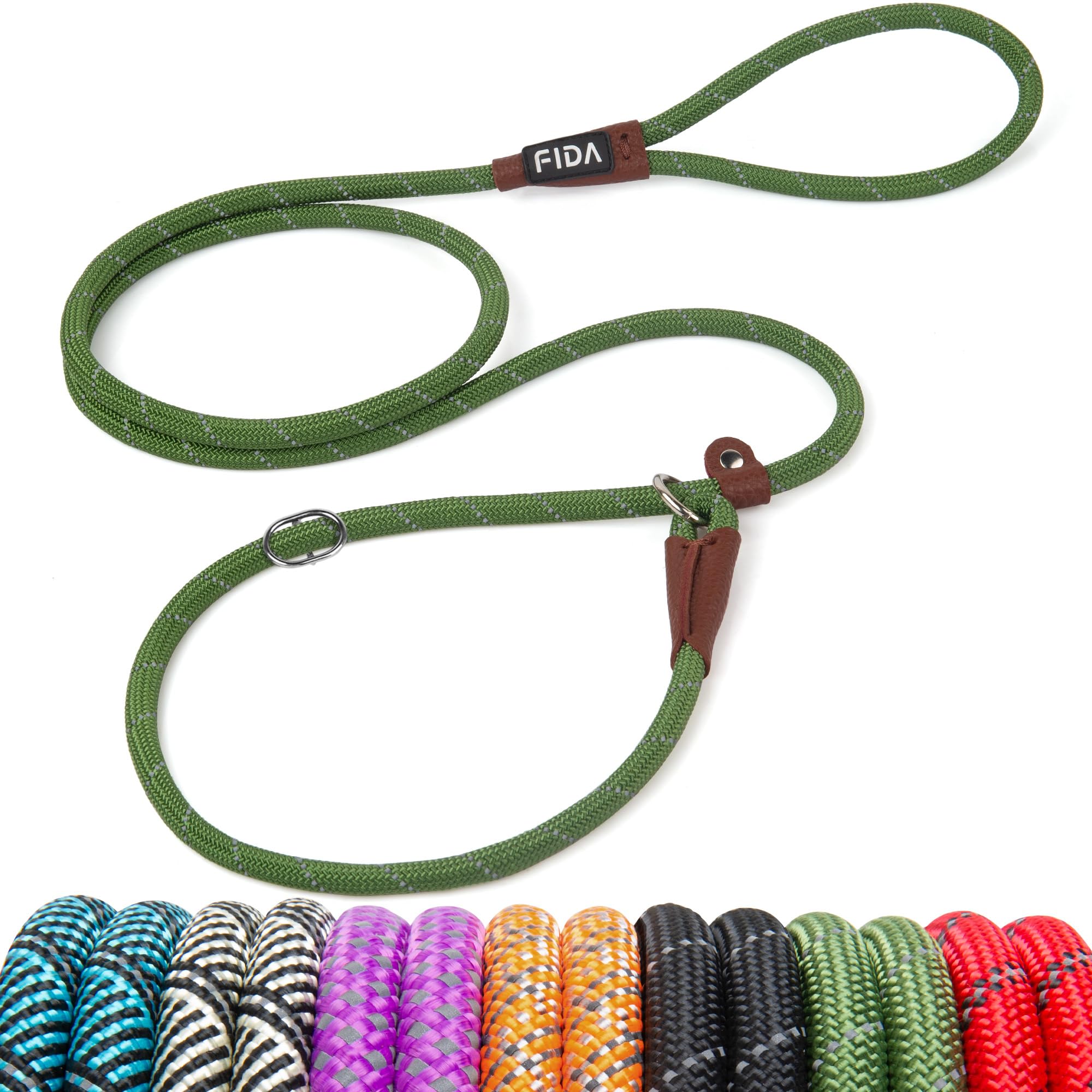 Durable Slip Lead Dog Leash, Heavy Duty Dog Loop Leashes, Comfortable Strong Rope Slip Leash for Large Medium Dogs, No Pull Pet Training Lead with Highly Reflective