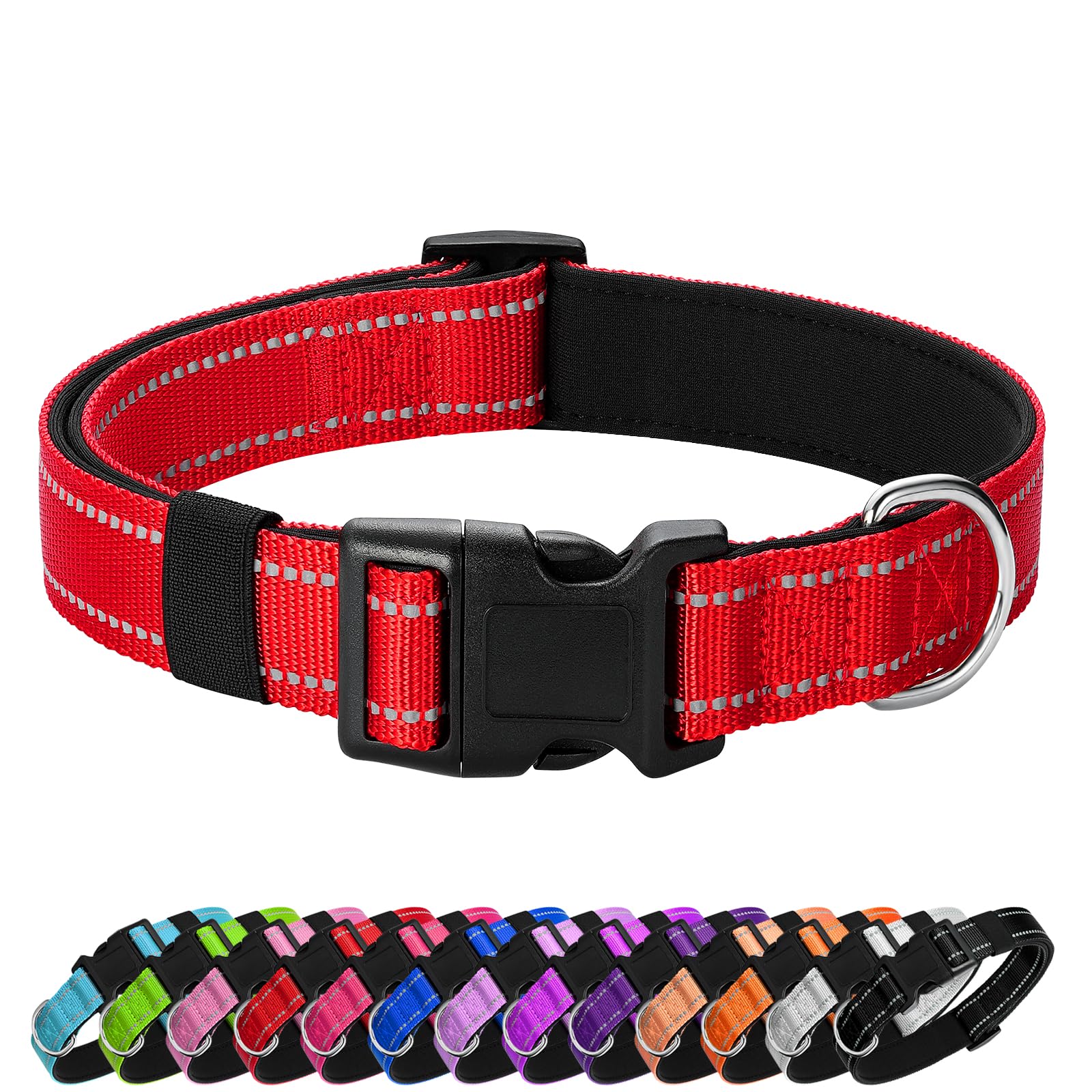 Reflective Dog Collar Padded with Soft Neoprene Breathable Quick Release Basic Dog Collars
