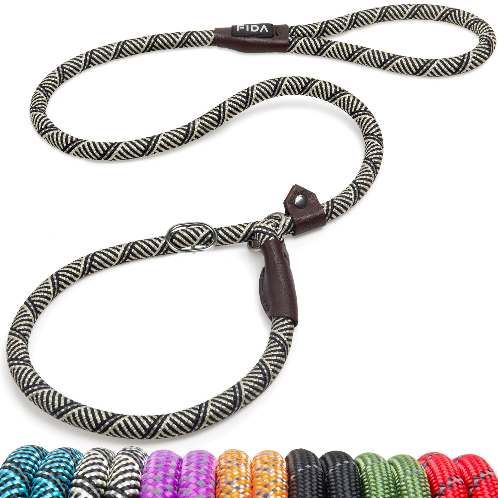Durable Slip Lead Dog Leash, Heavy Duty Dog Loop Leashes, Comfortable Strong Rope Slip Leash for Large Medium Dogs, No Pull Pet Training Lead with Highly Reflective