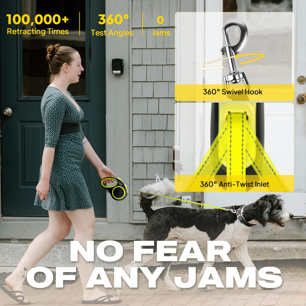 Retractable Dog Leash, 16 ft Dog Walking Leash for Small Dogs up to 26 lbs, 360° Tangle Free, Black