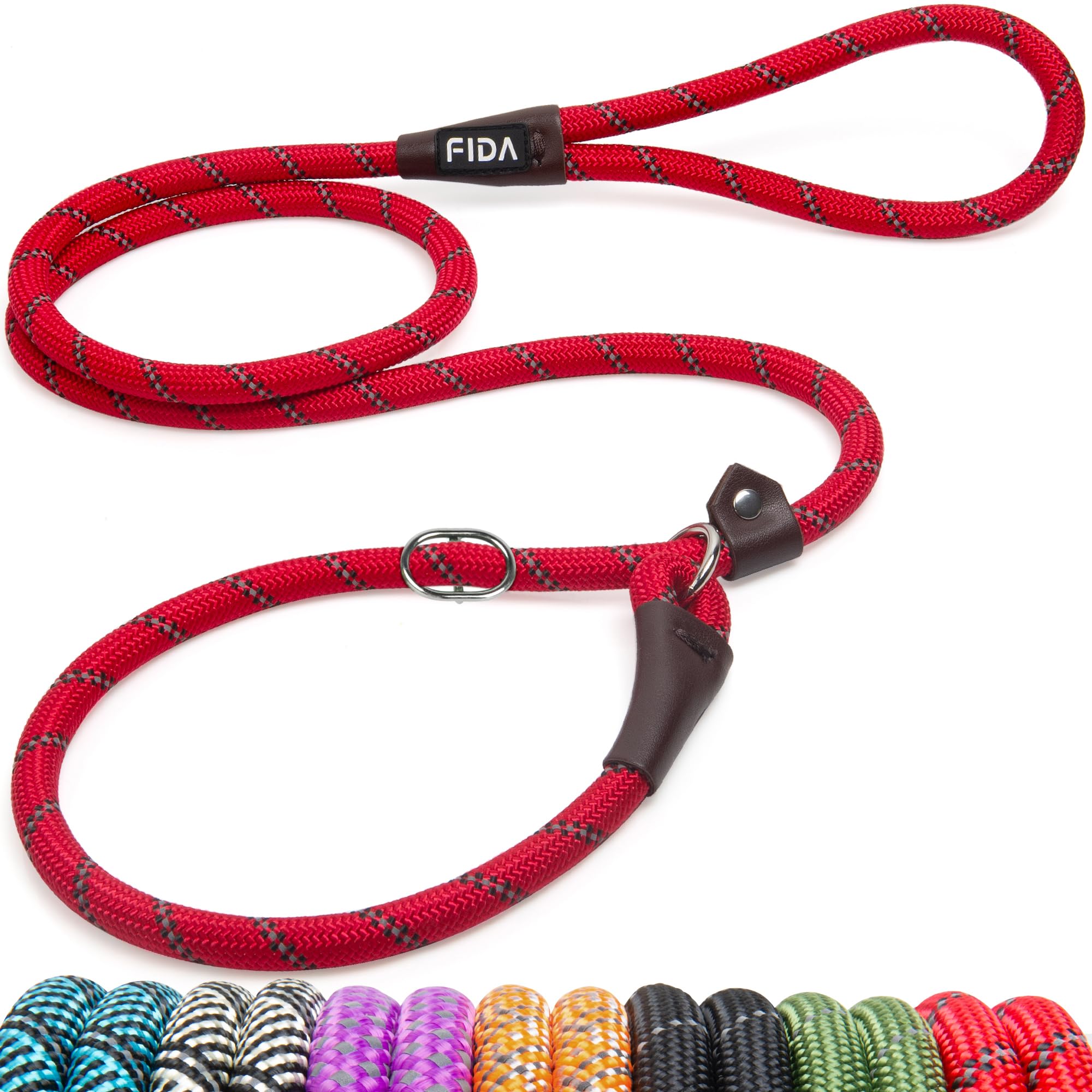Durable Slip Lead Dog Leash, Heavy Duty Dog Loop Leashes, Comfortable Strong Rope Slip Leash for Large Medium Dogs, No Pull Pet Training Lead with Highly Reflective