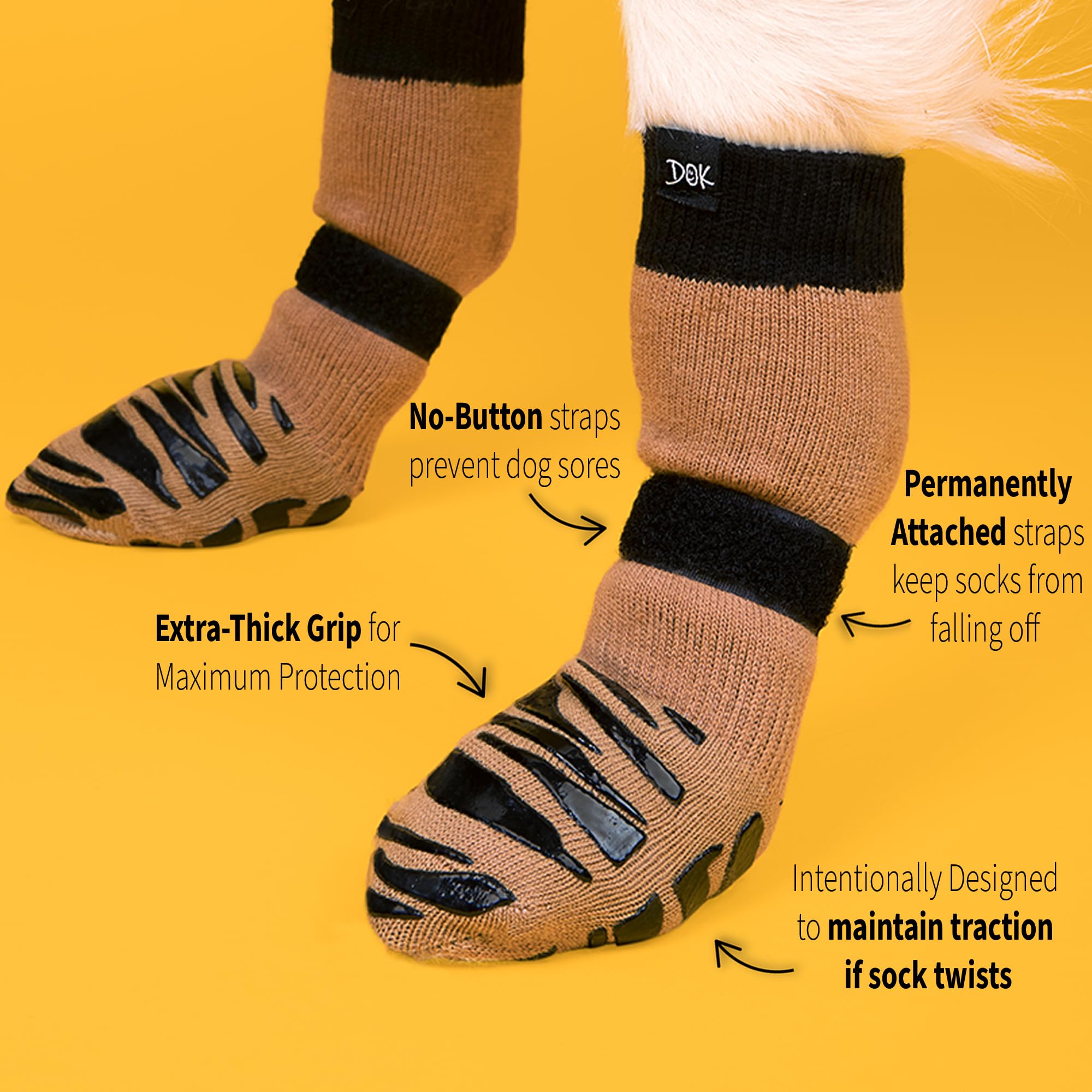TigerToes Premium Non-Slip Dog Socks for Hardwood Floors - Extra-Thick Grip That Works Even When Twisted - Prevents Licking, Slipping, and Great for Dog Paw Protection